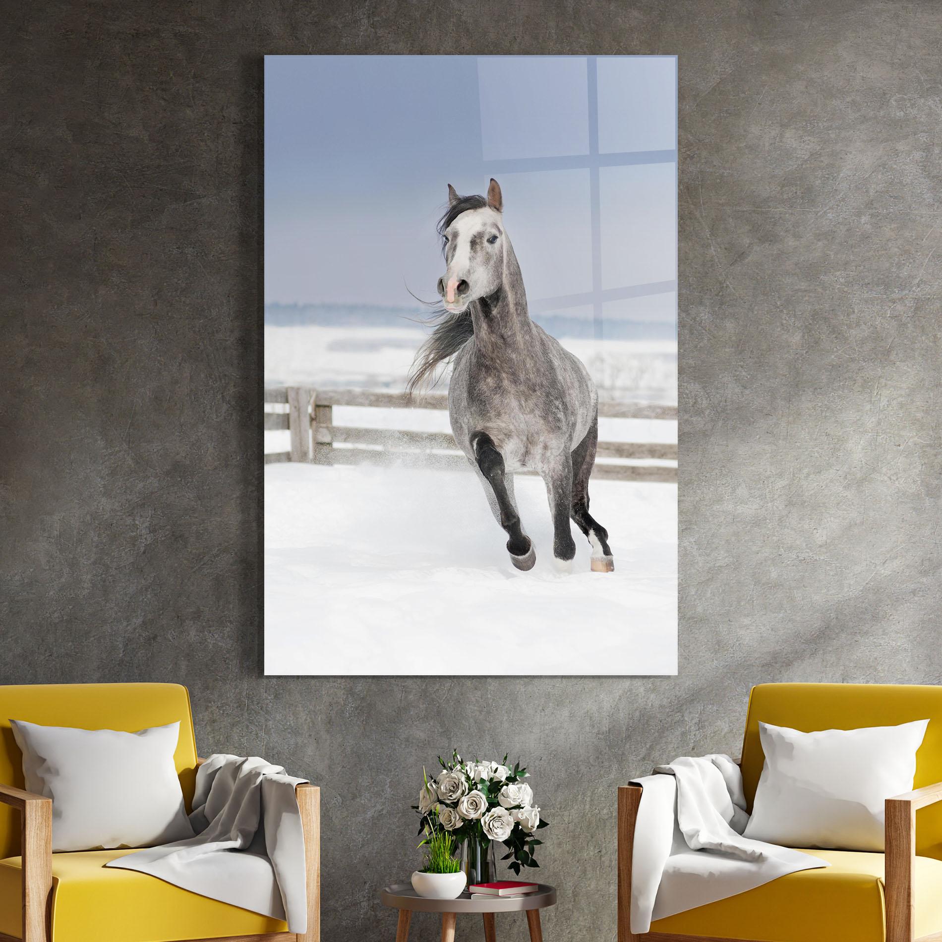 Tablou Sticla Horse Running Free mockup 4