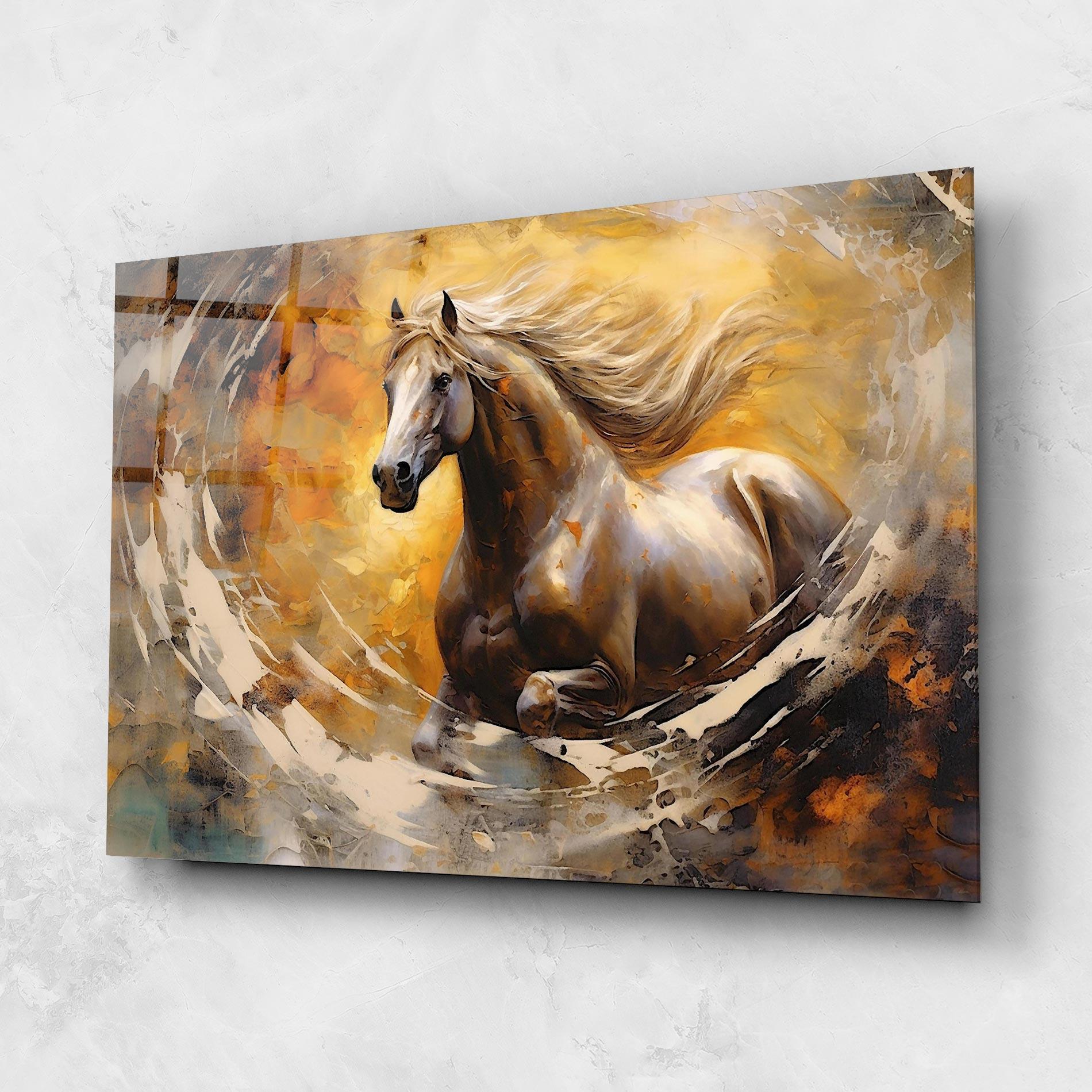 Tablou Sticla Beautiful Horse Running mockup 1