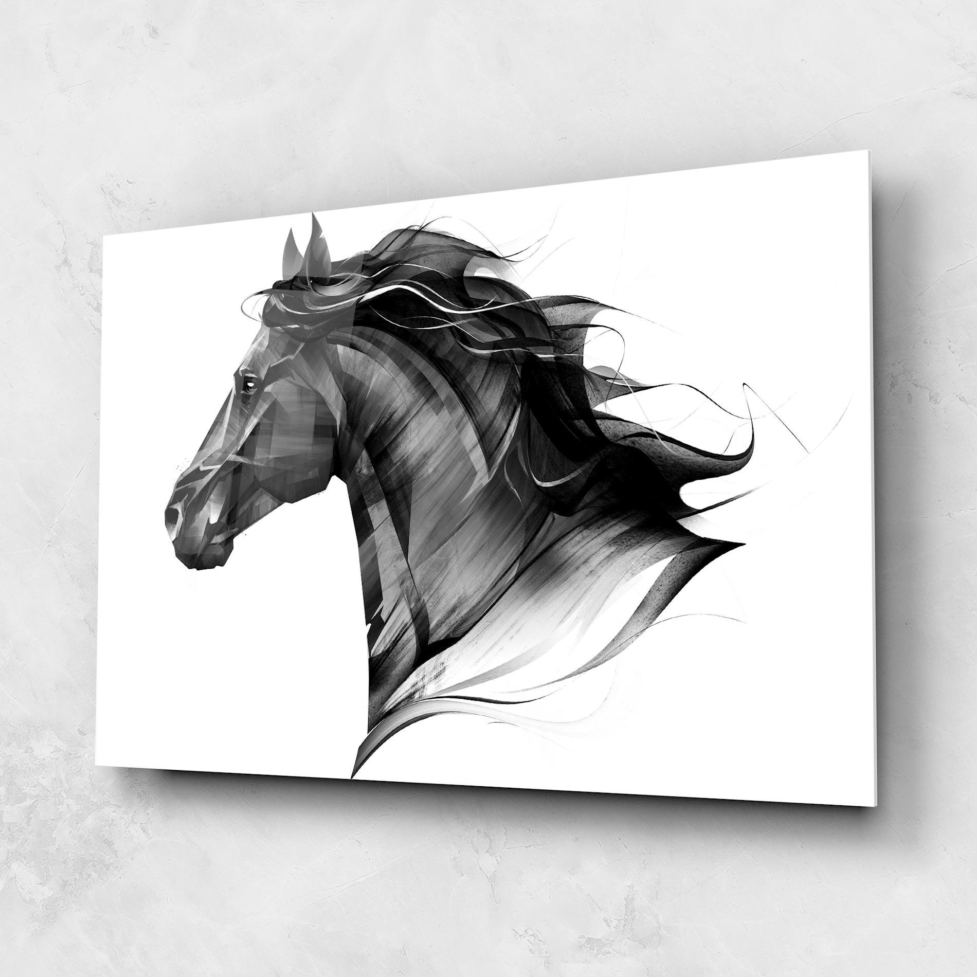 Tablou Sticla Black Portrait Horse mockup 1