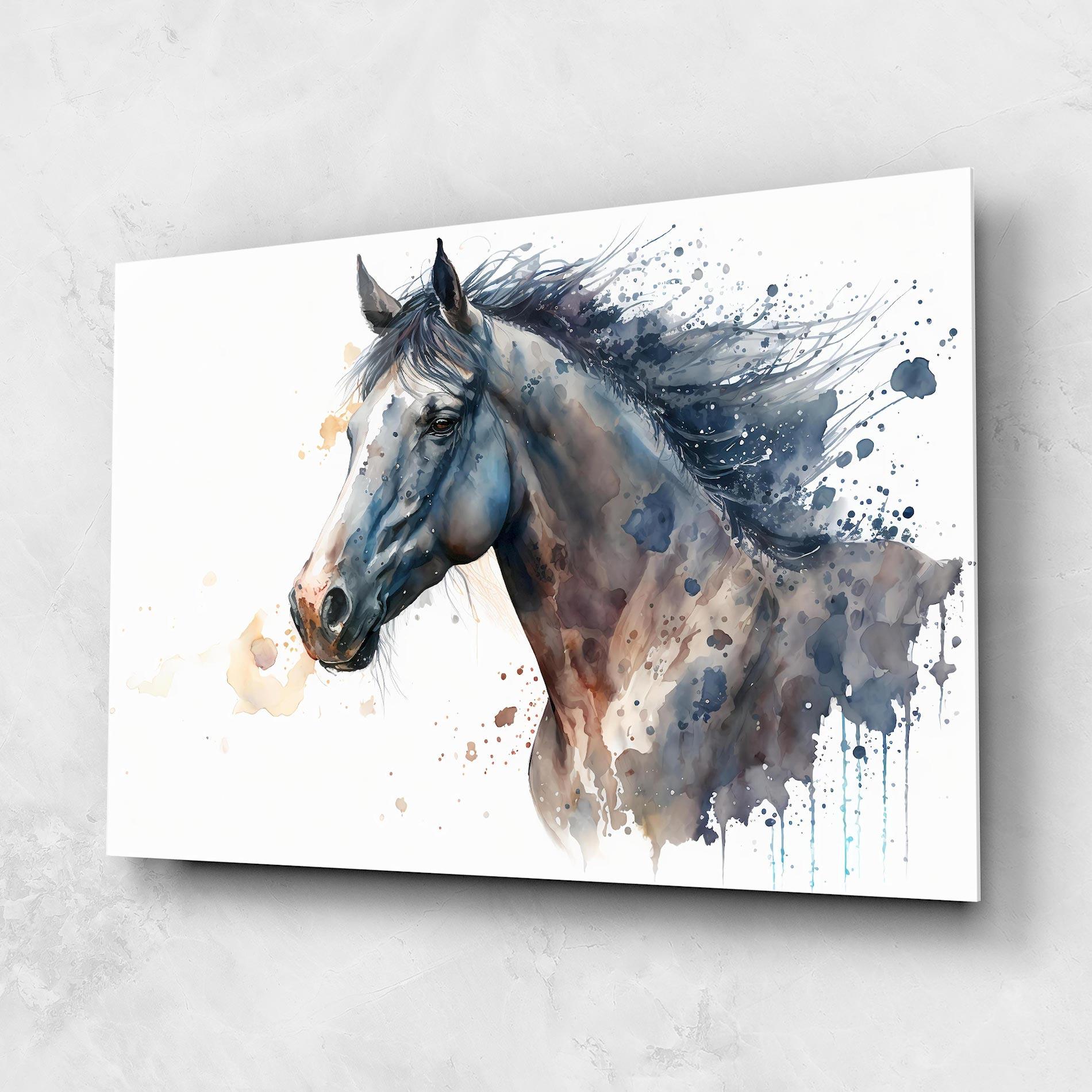 Tablou Sticla Blue Horse Painting mockup 1