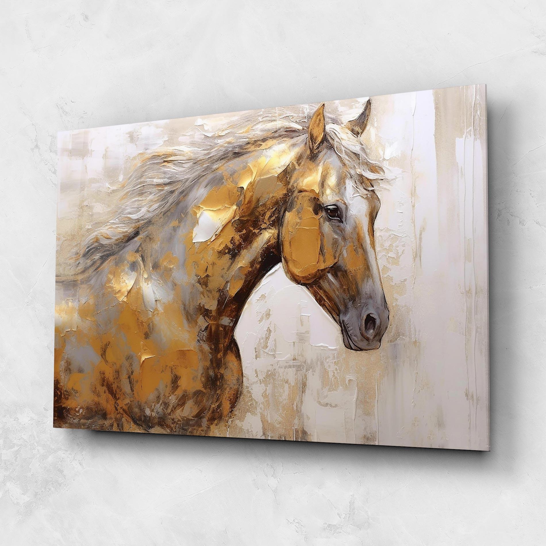 Tablou Sticla Gold Texture Horse mockup 1