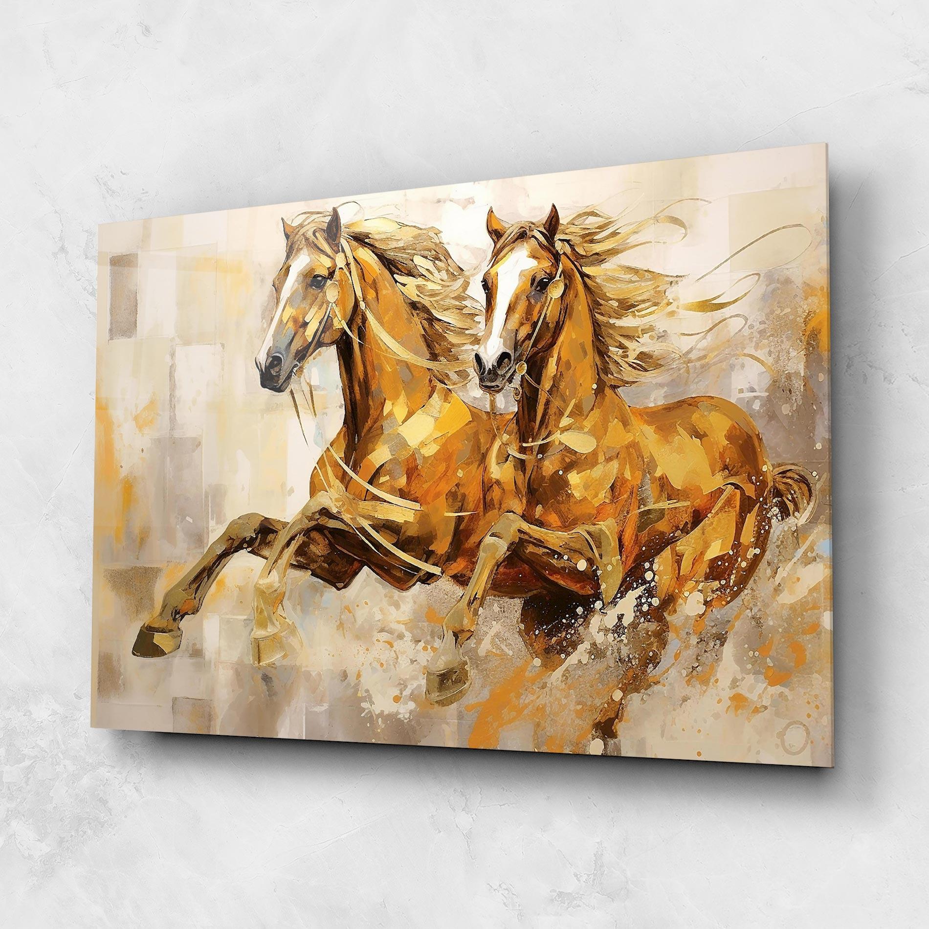 Tablou Sticla Light Brown Horses Running mockup 1