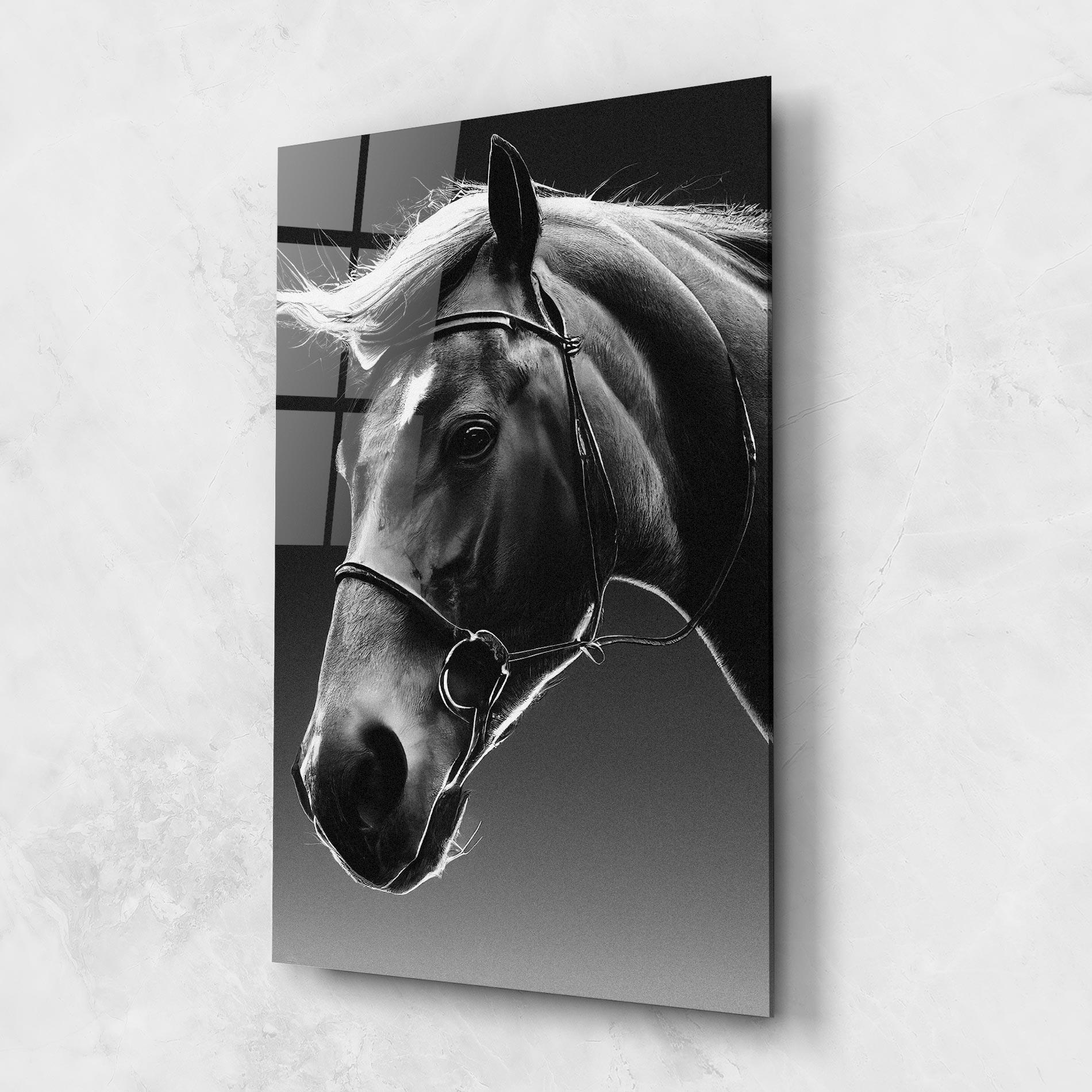 Tablou Sticla Black Horse Profile mockup 1