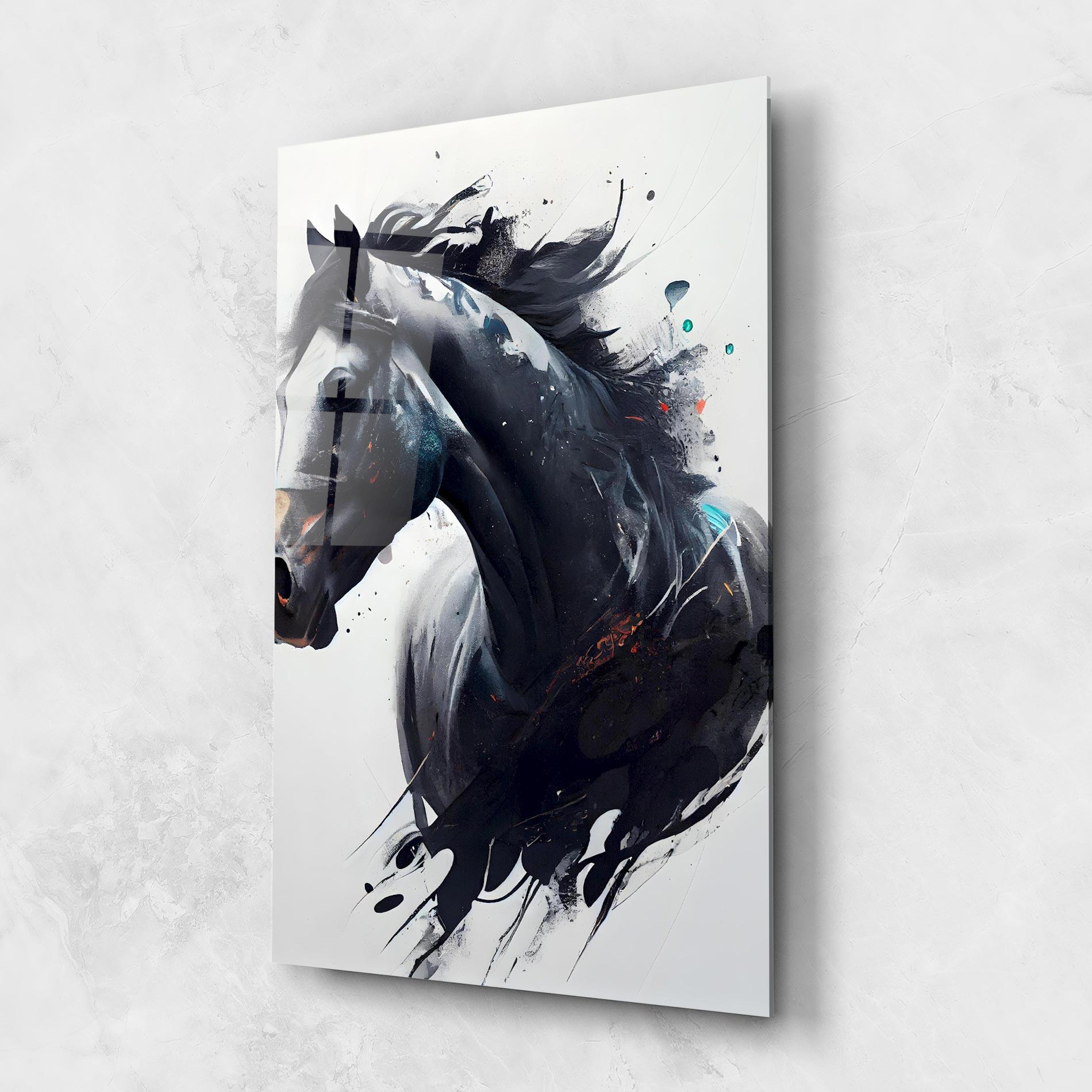 Tablou Sticla Black Paint Horse mockup 1