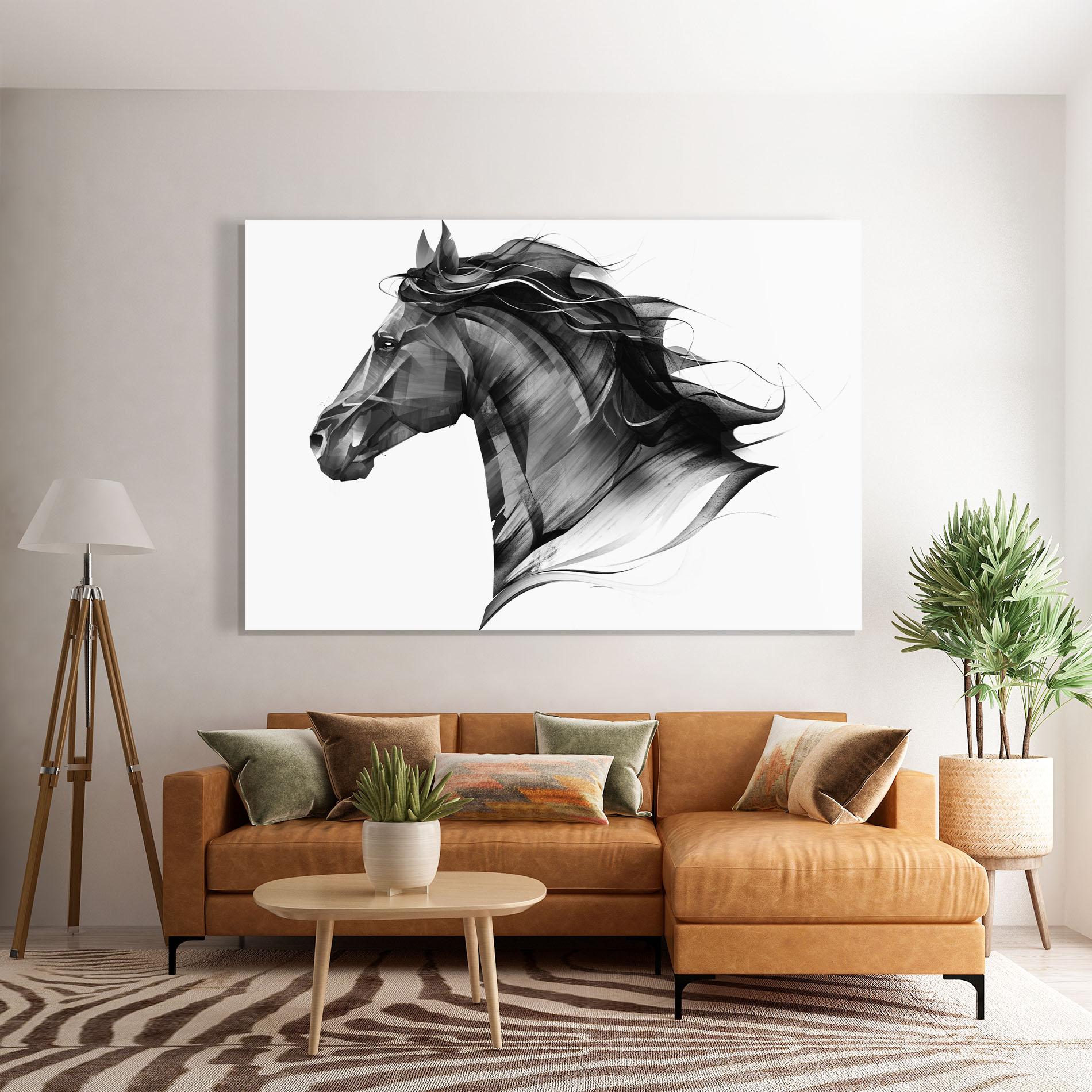 Tablou Sticla Black Portrait Horse mockup 7