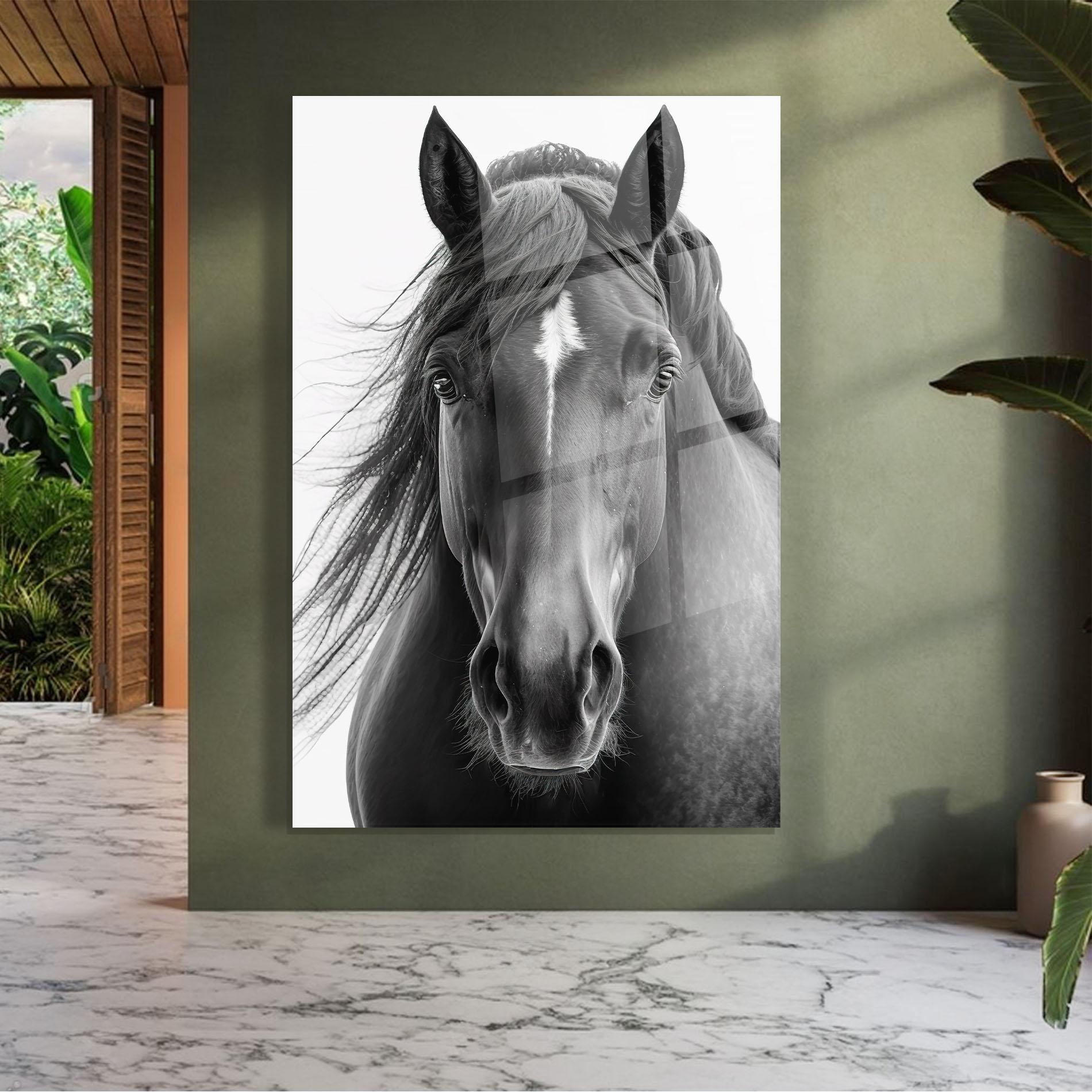 Tablou Sticla Close Up Horse mockup 7