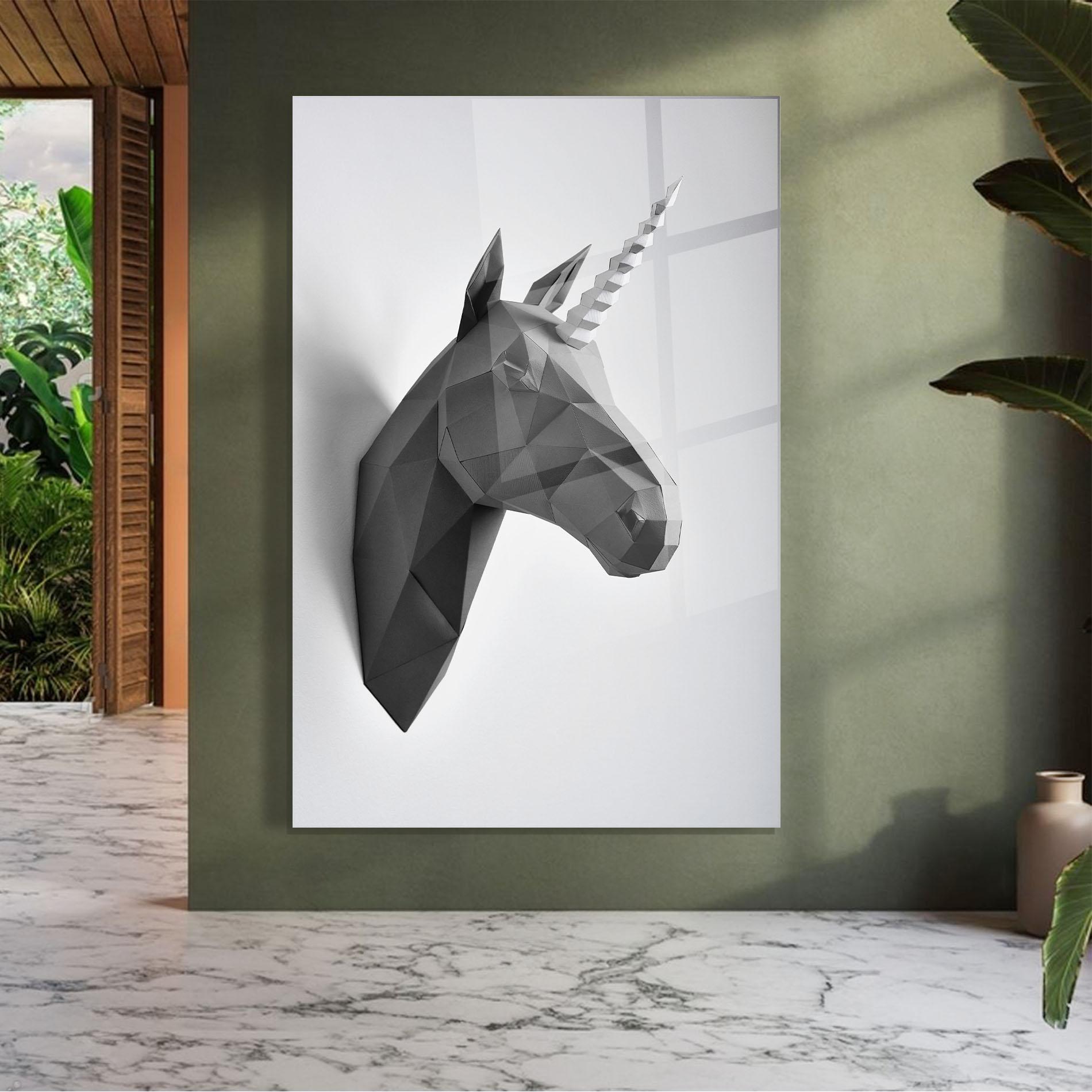 Tablou Sticla Geometrical Unicorn mockup 7