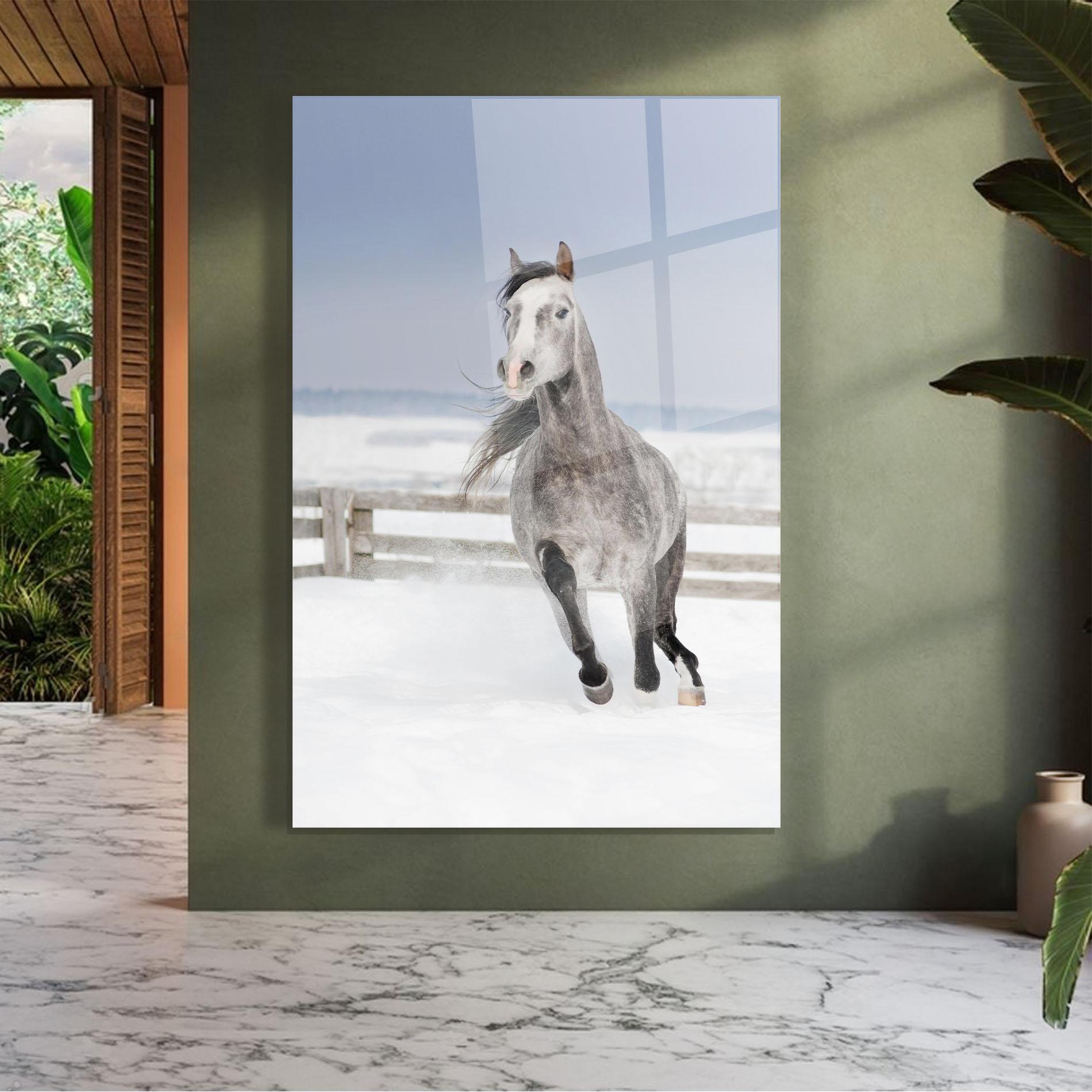 Tablou Sticla Horse Running Free mockup 7