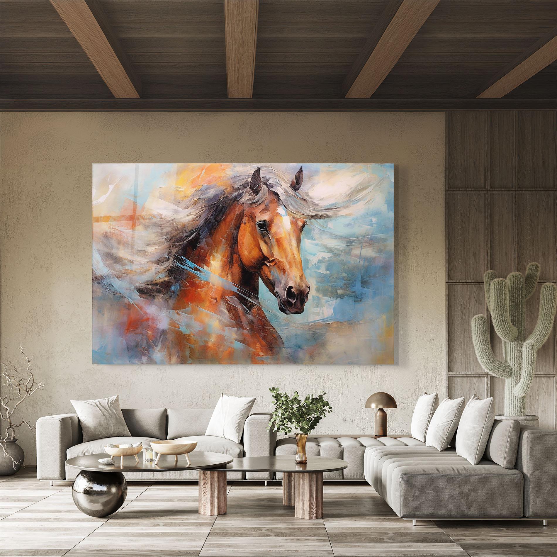 Tablou Sticla Beautiful Brown Horse mockup 8