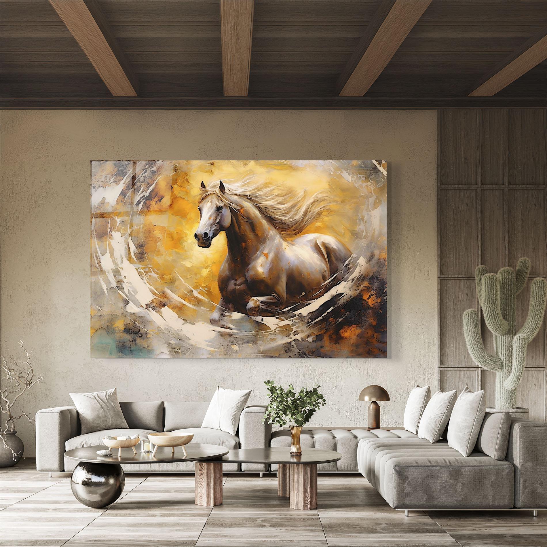Tablou Sticla Beautiful Horse Running mockup 8