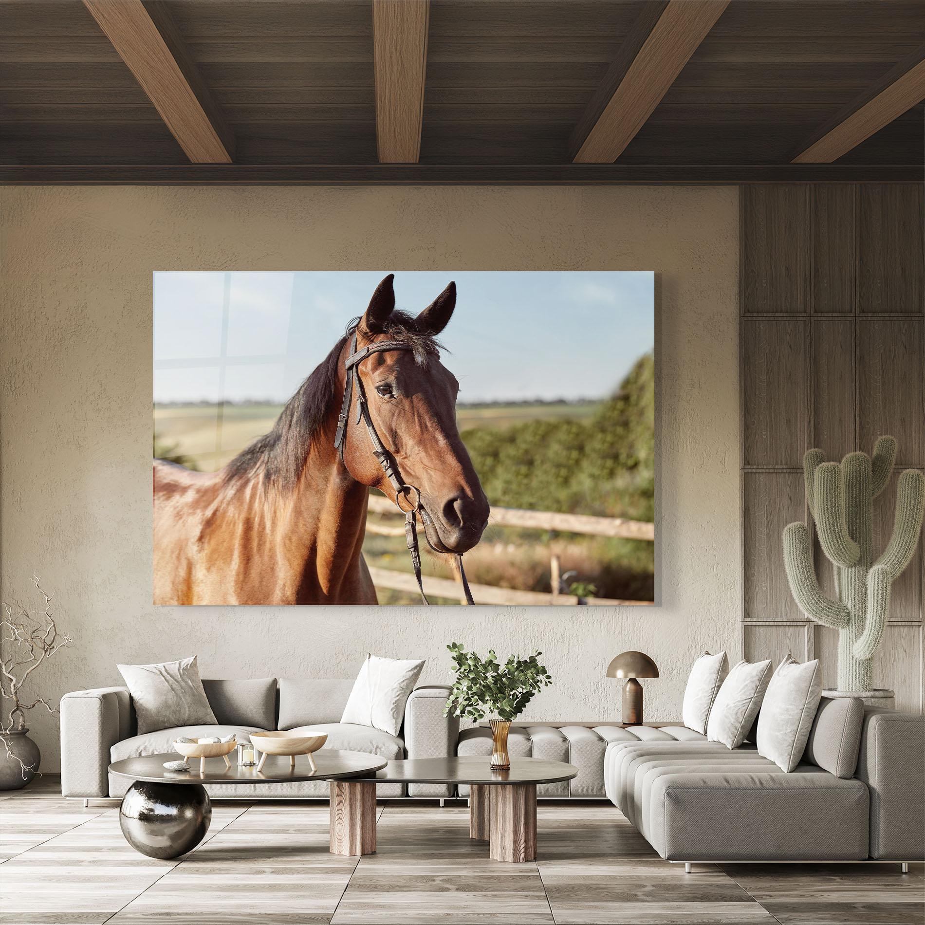 Tablou Sticla Brown Horse Close Up mockup 8
