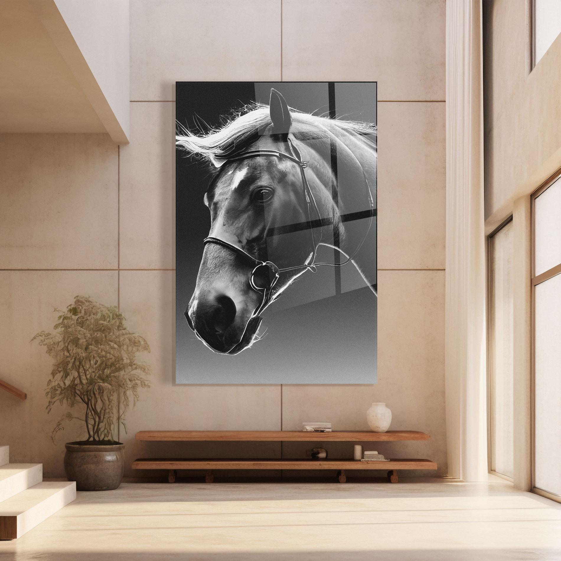 Tablou Sticla Black Horse Profile mockup 8