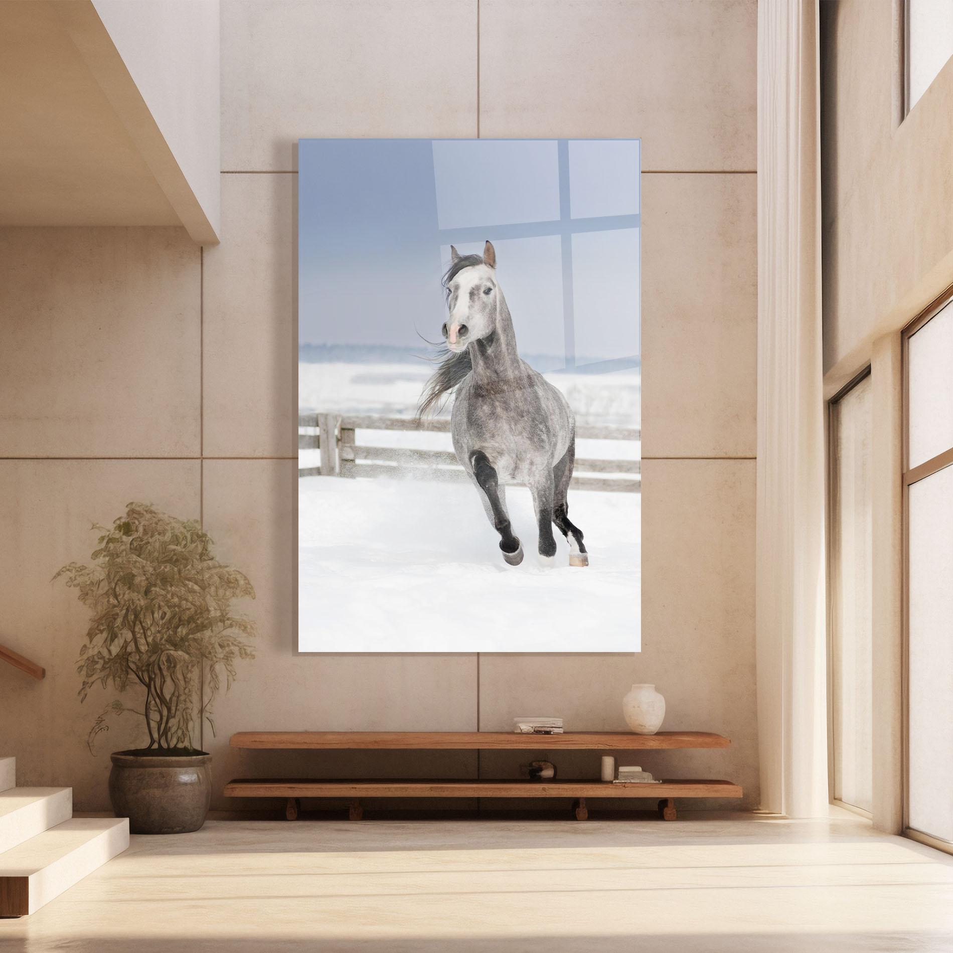 Tablou Sticla Horse Running Free mockup 8