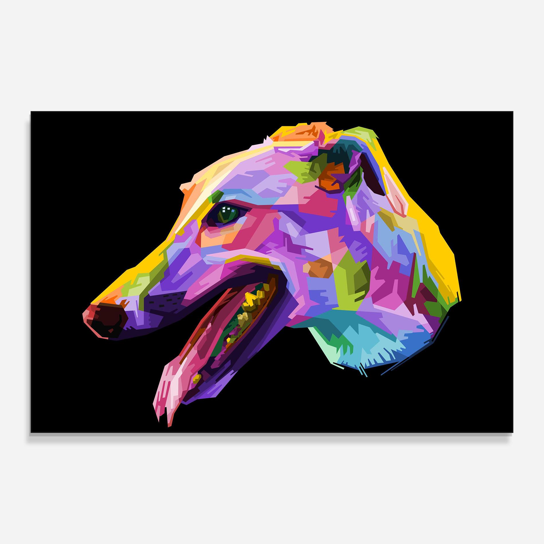 Tablou Sticla Colorful Dog Art mockup 0
