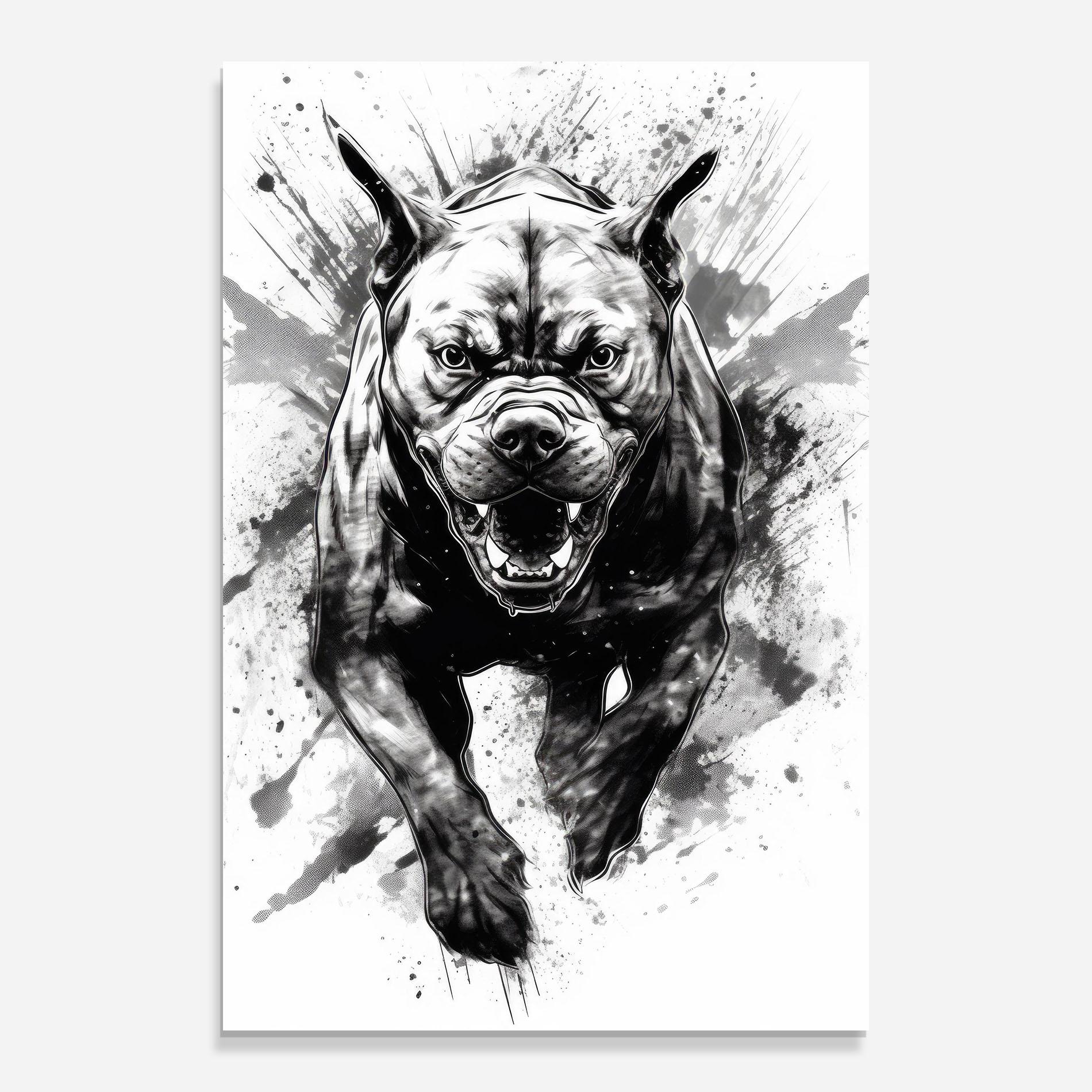 Tablou Sticla Angry Dog Jump mockup 0