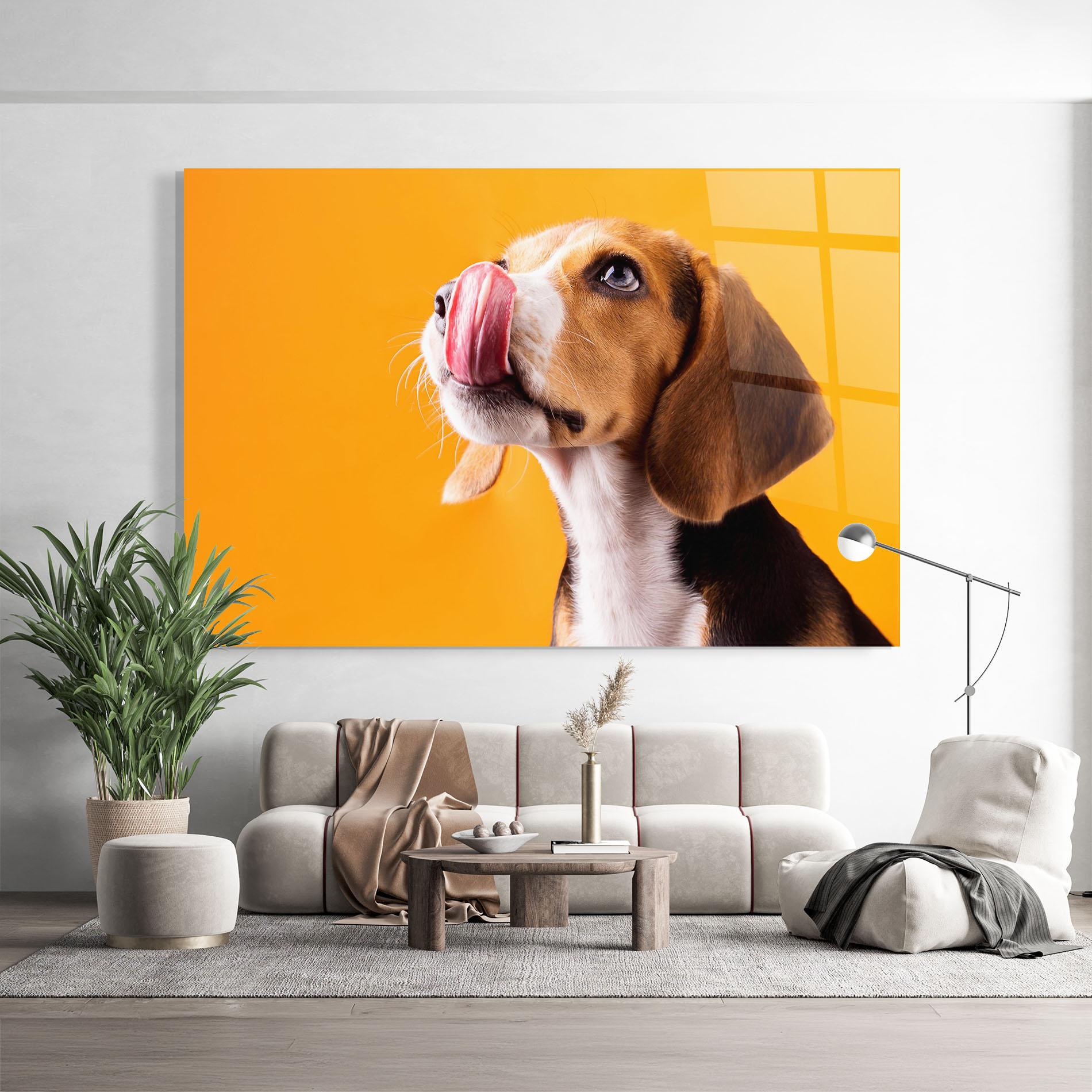 Tablou Sticla Cute Beagle Puppy mockup 9