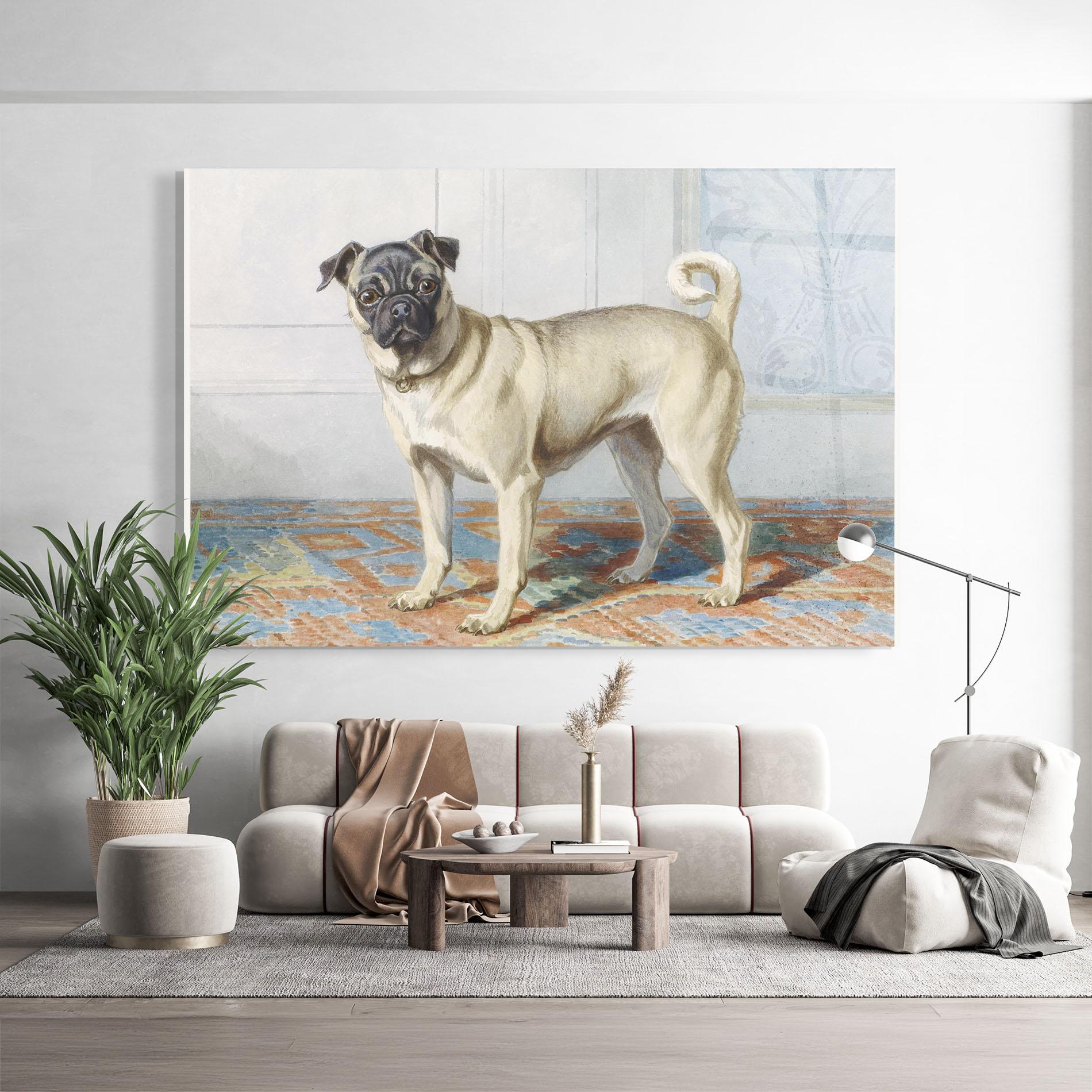 Tablou Sticla Cute Cream Dog mockup 9