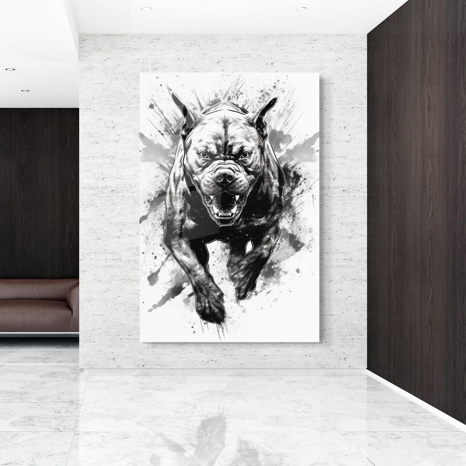 Tablou Sticla Angry Dog Jump mockup 9