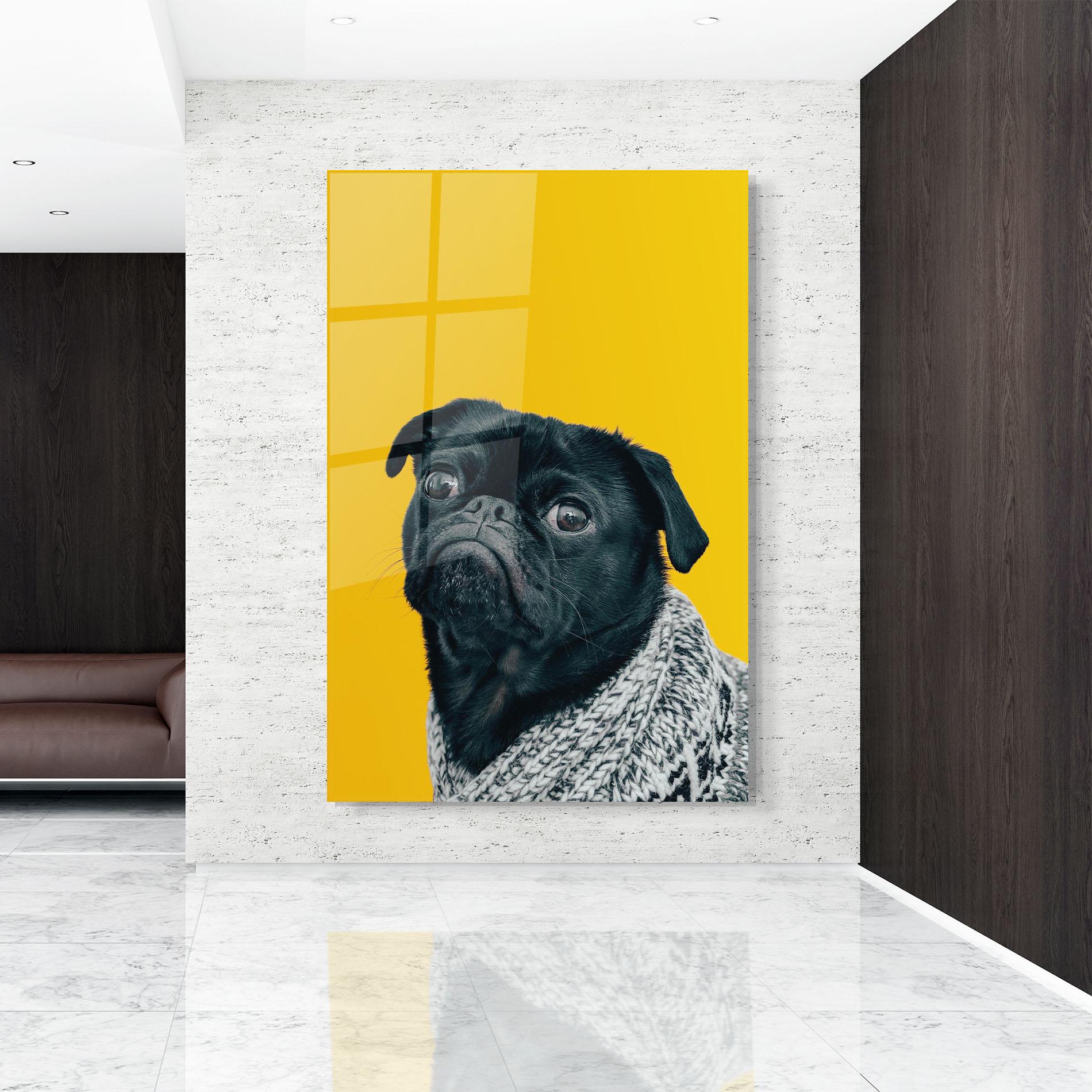 Tablou Sticla Black Pug mockup 9