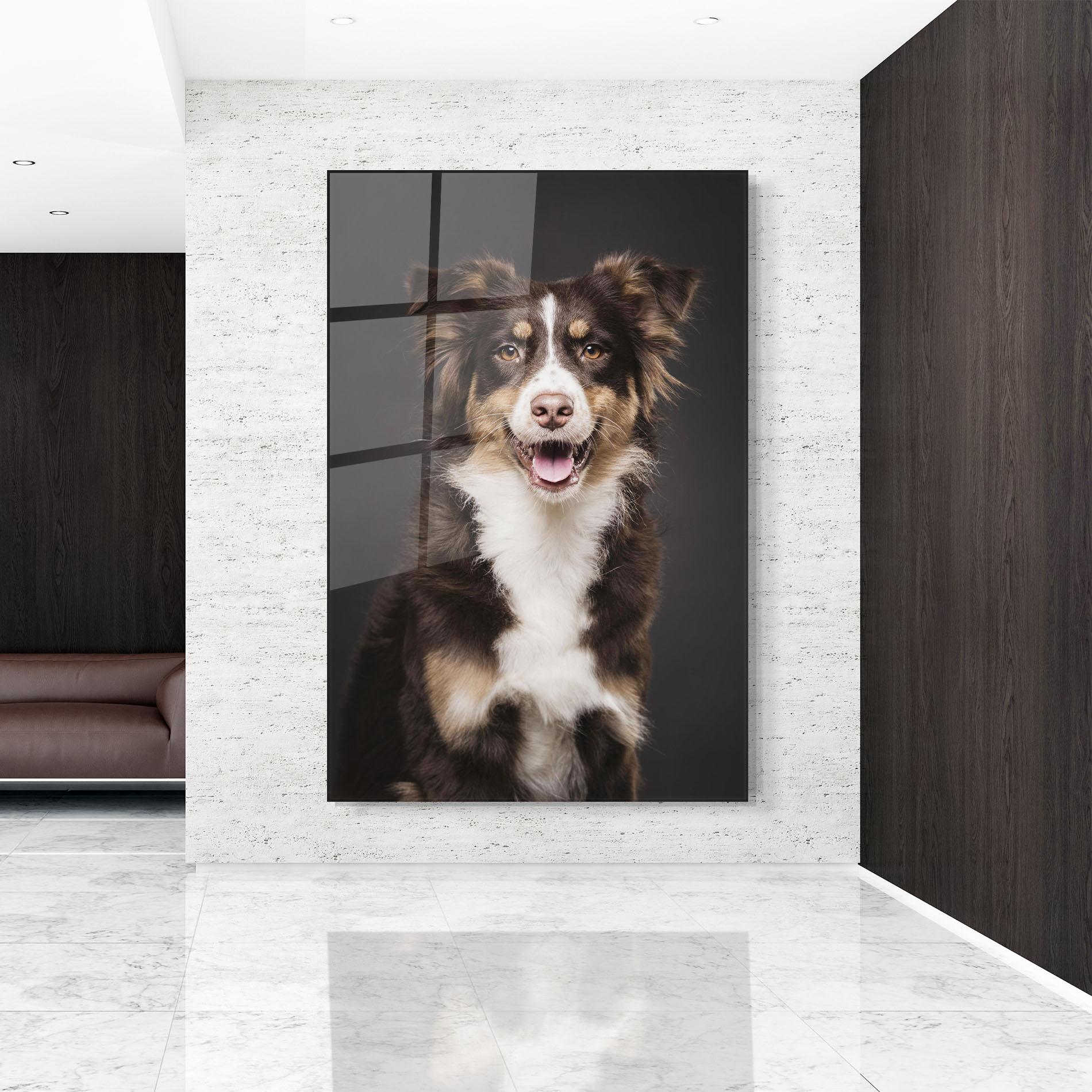 Tablou Sticla Cute Dog Sitting mockup 9