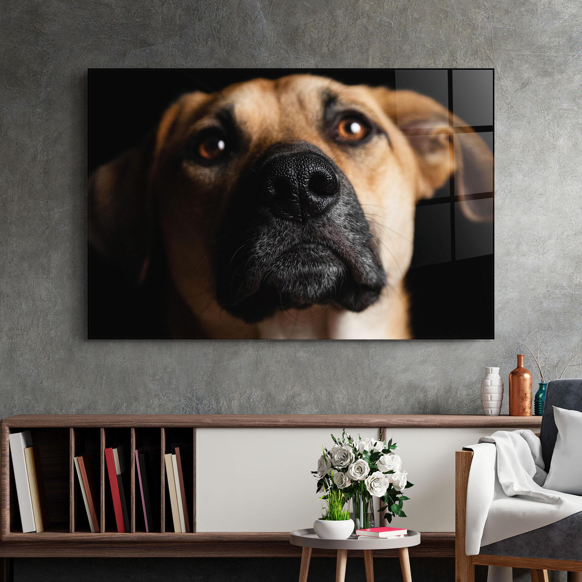 Tablou Sticla Black Nose Dog mockup 2