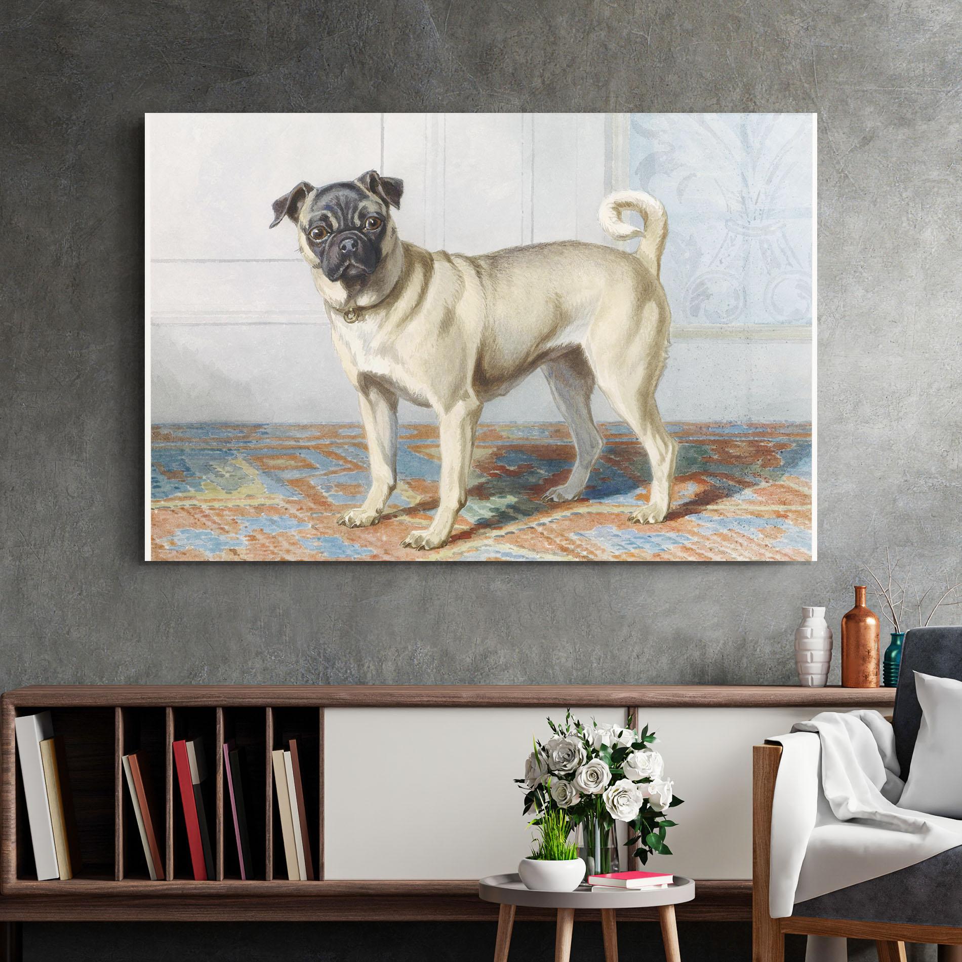 Tablou Sticla Cute Cream Dog mockup 2