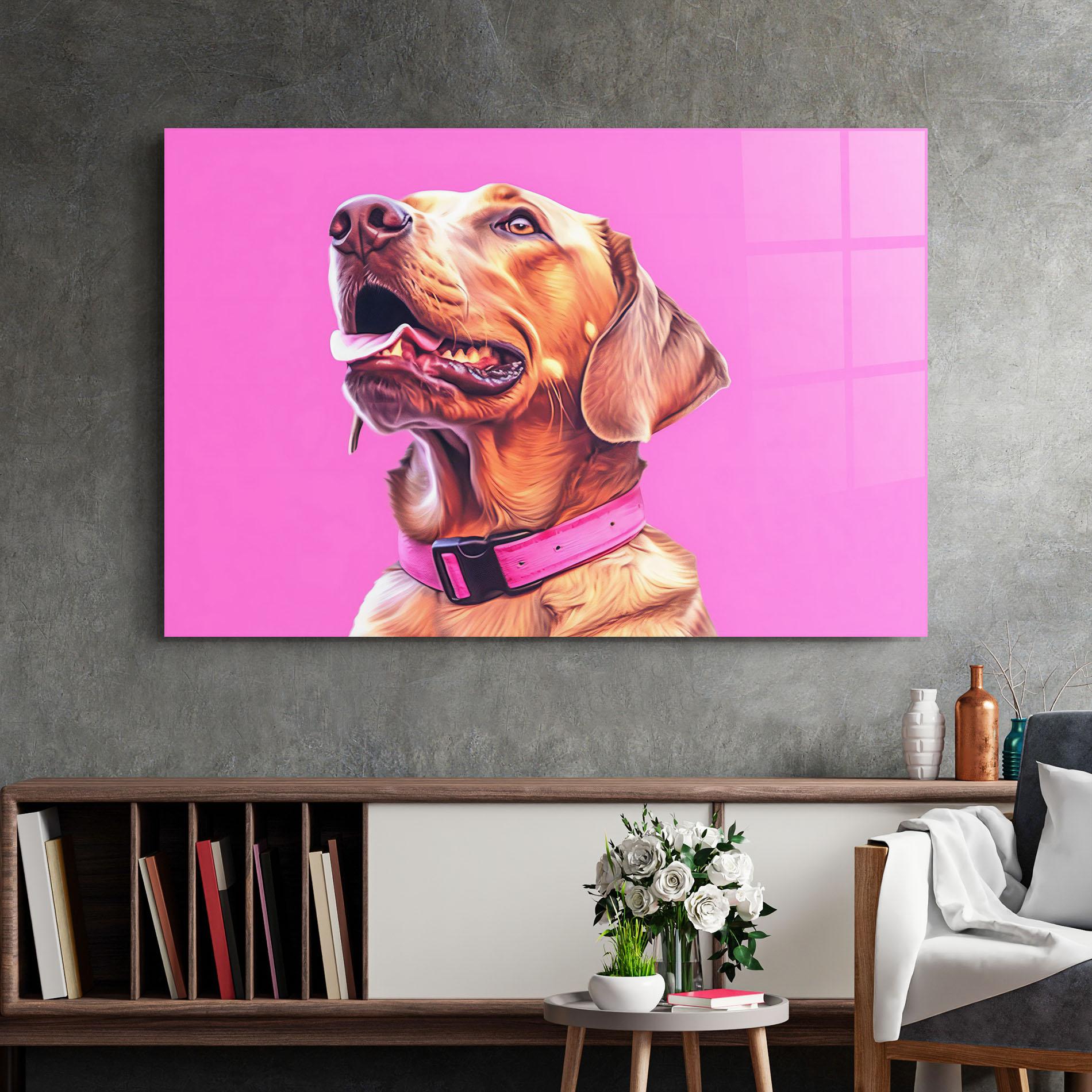 Tablou Sticla Cute Retriever Dog mockup 2