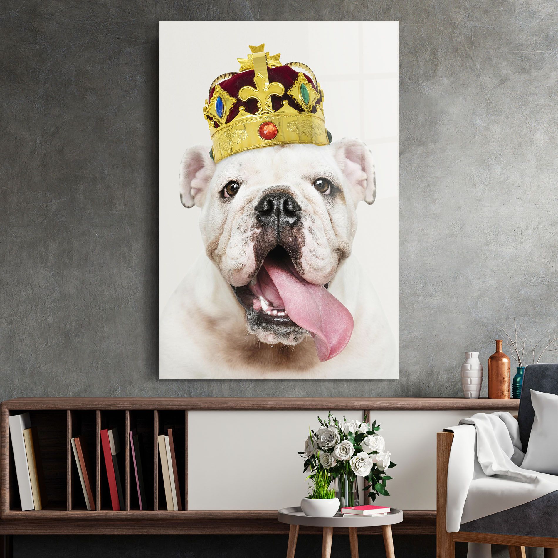 Bulldog Wearing Crown mockup 2