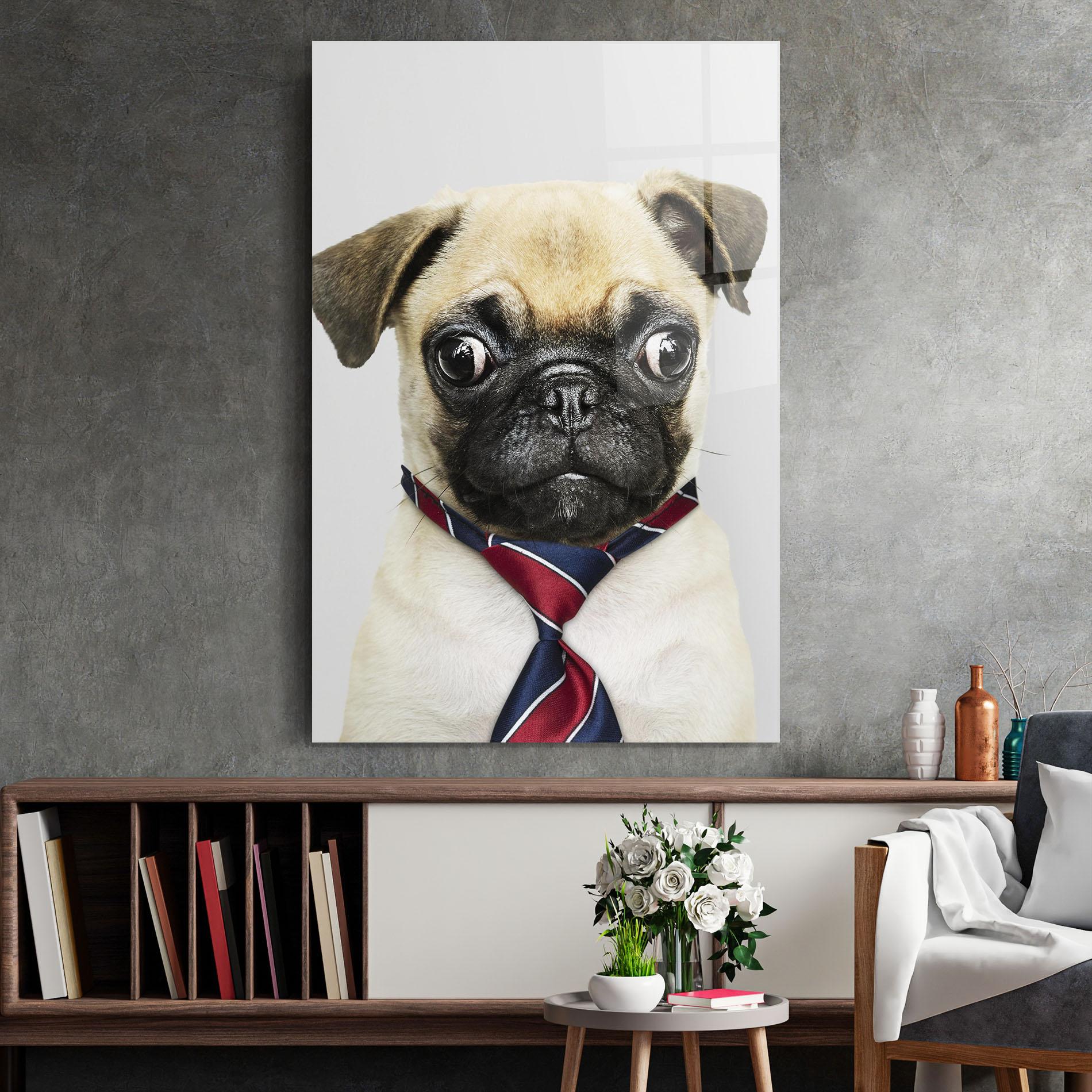 Tablou Sticla Business Pug mockup 2