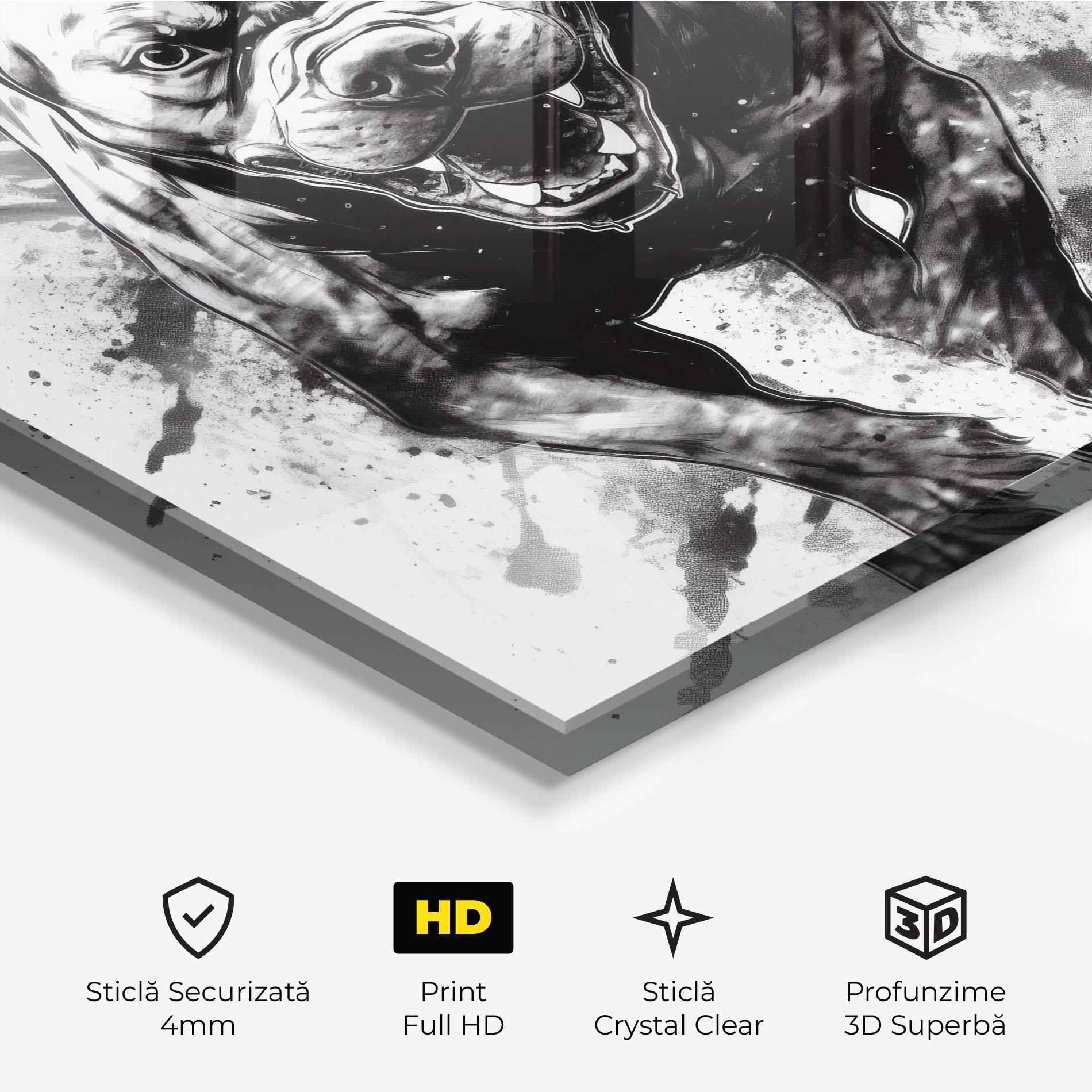 Tablou Sticla Angry Dog Jump mockup 3