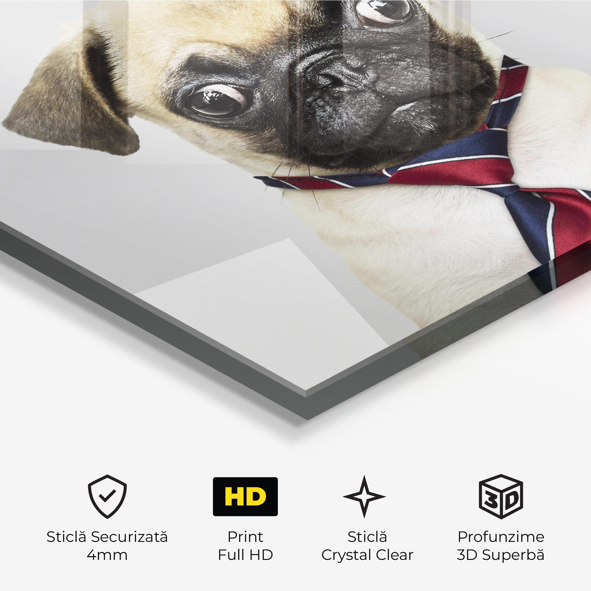 Tablou Sticla Business Pug mockup 3