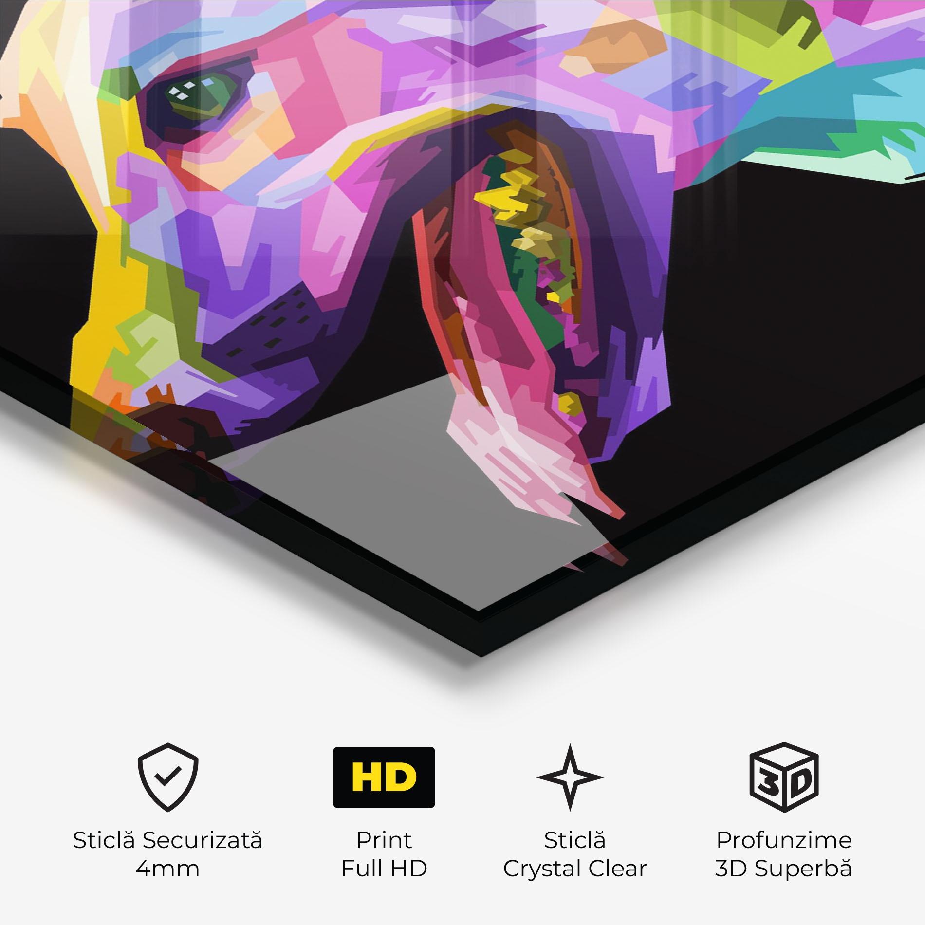 Tablou Sticla Colorful Dog Art mockup 3