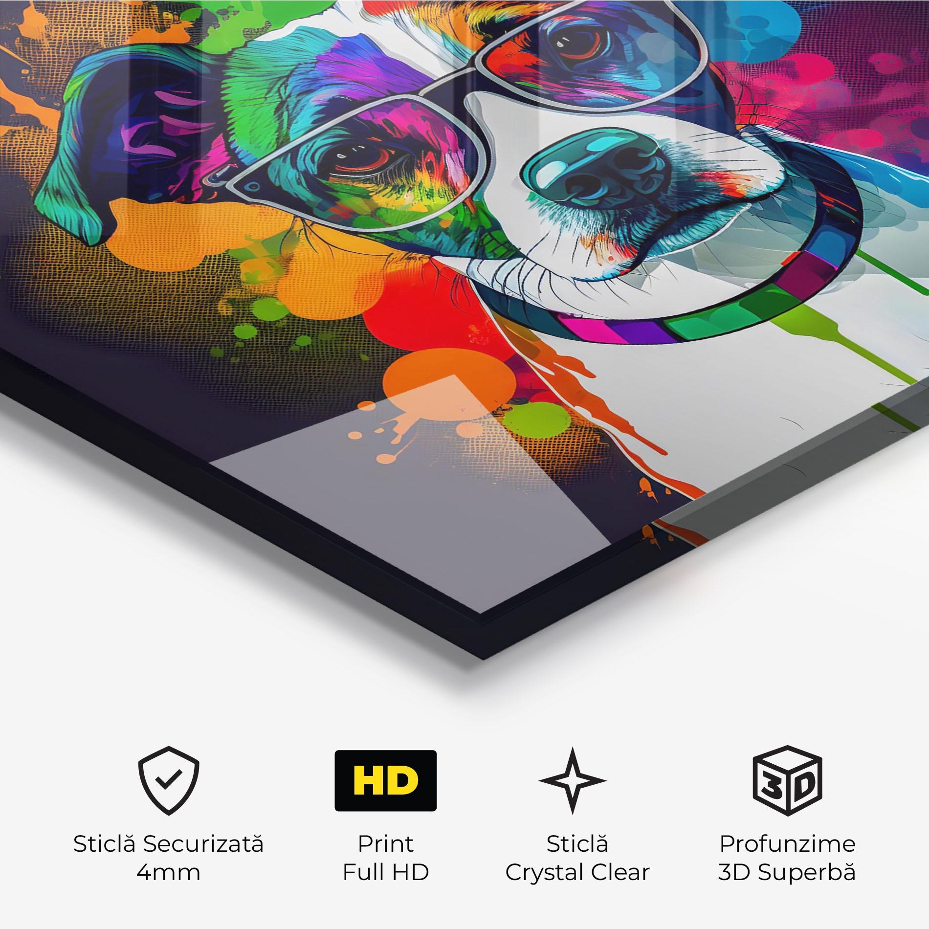 Tablou Sticla Colorful Dog mockup 3