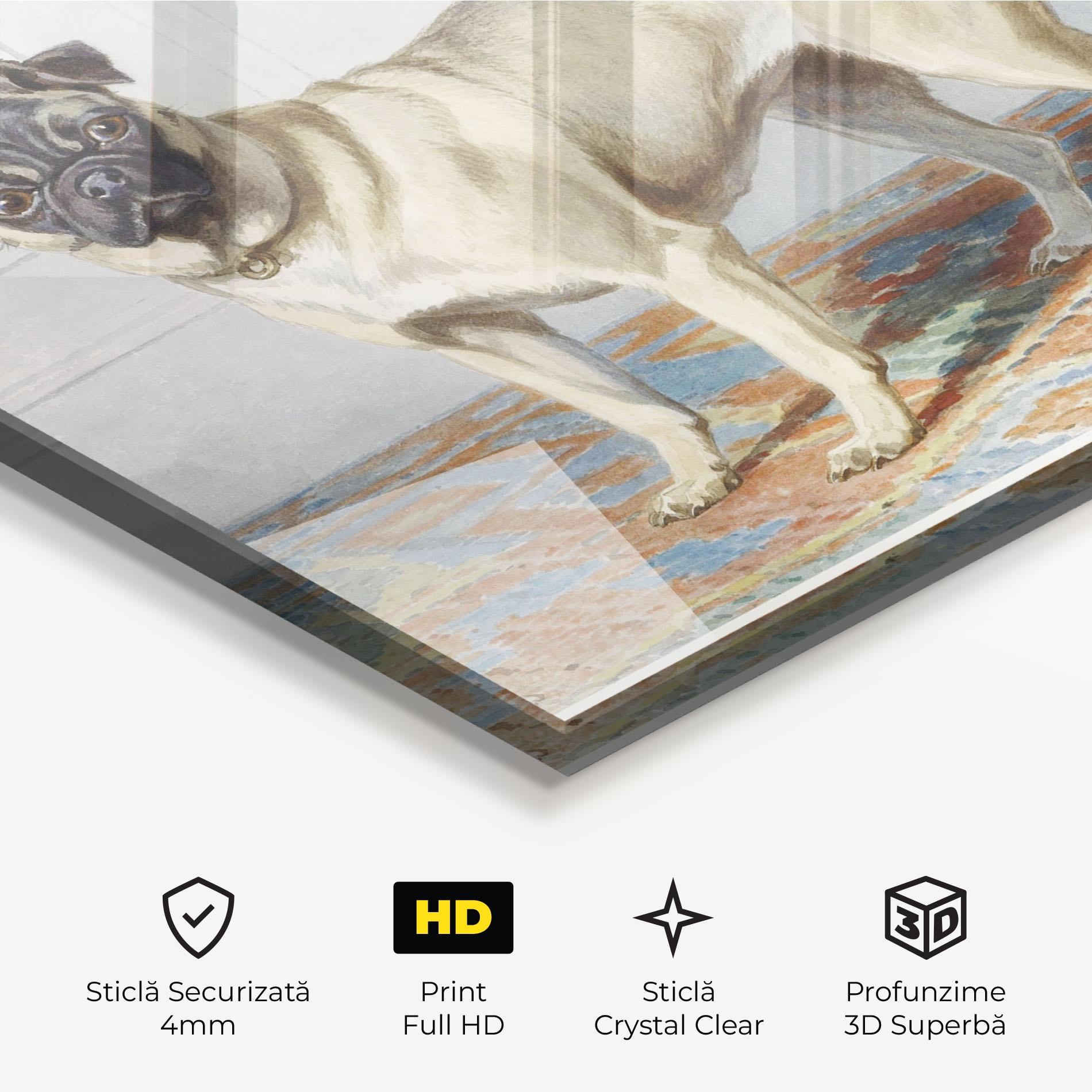 Tablou Sticla Cute Cream Dog mockup 3