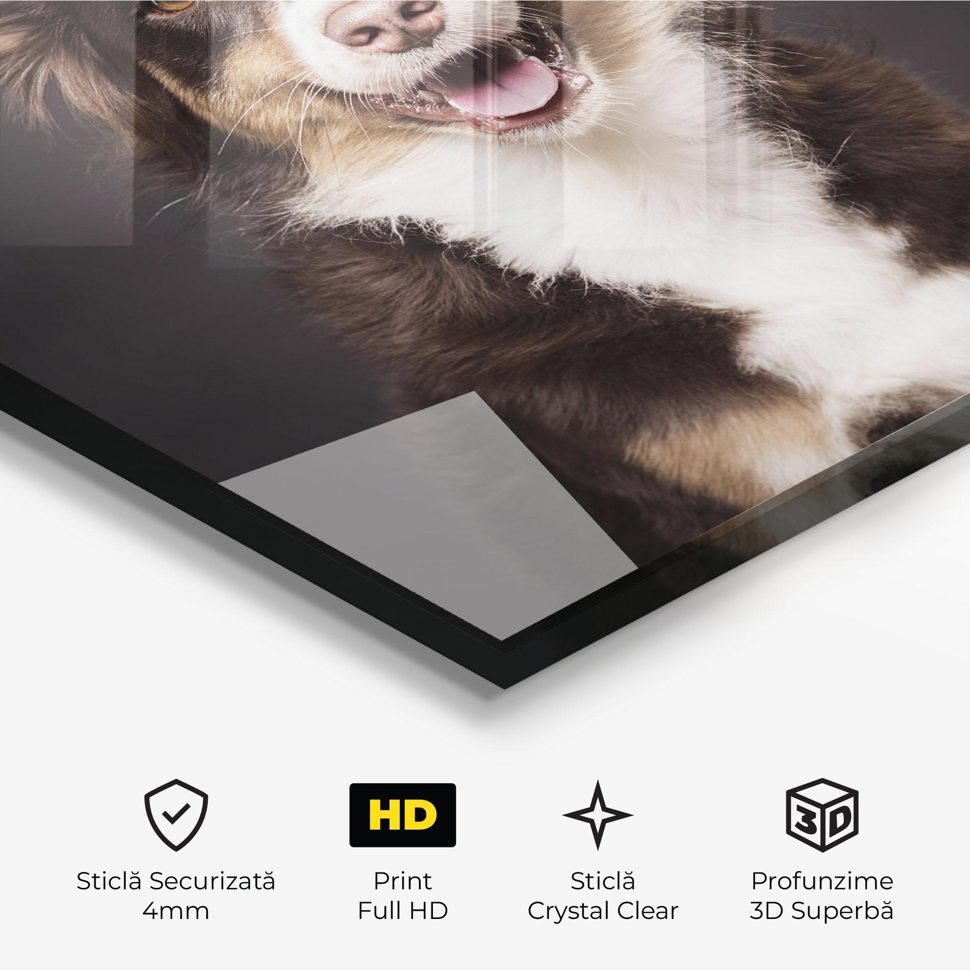 Tablou Sticla Cute Dog Sitting mockup 3