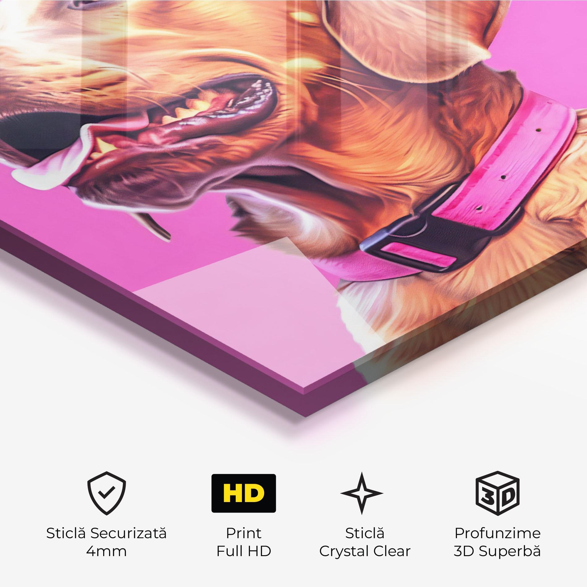 Tablou Sticla Cute Retriever Dog mockup 3