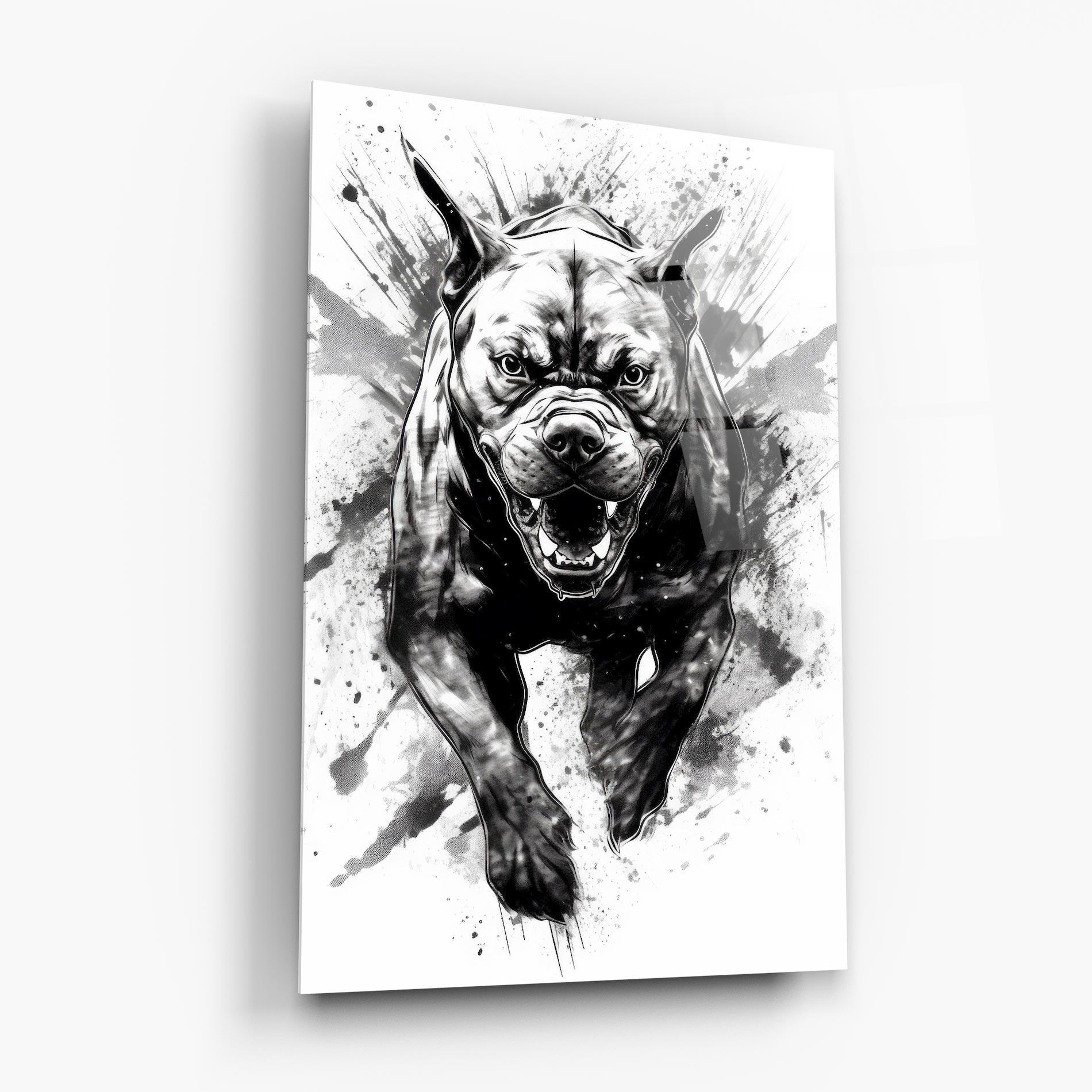 Tablou Sticla Angry Dog Jump mockup 6