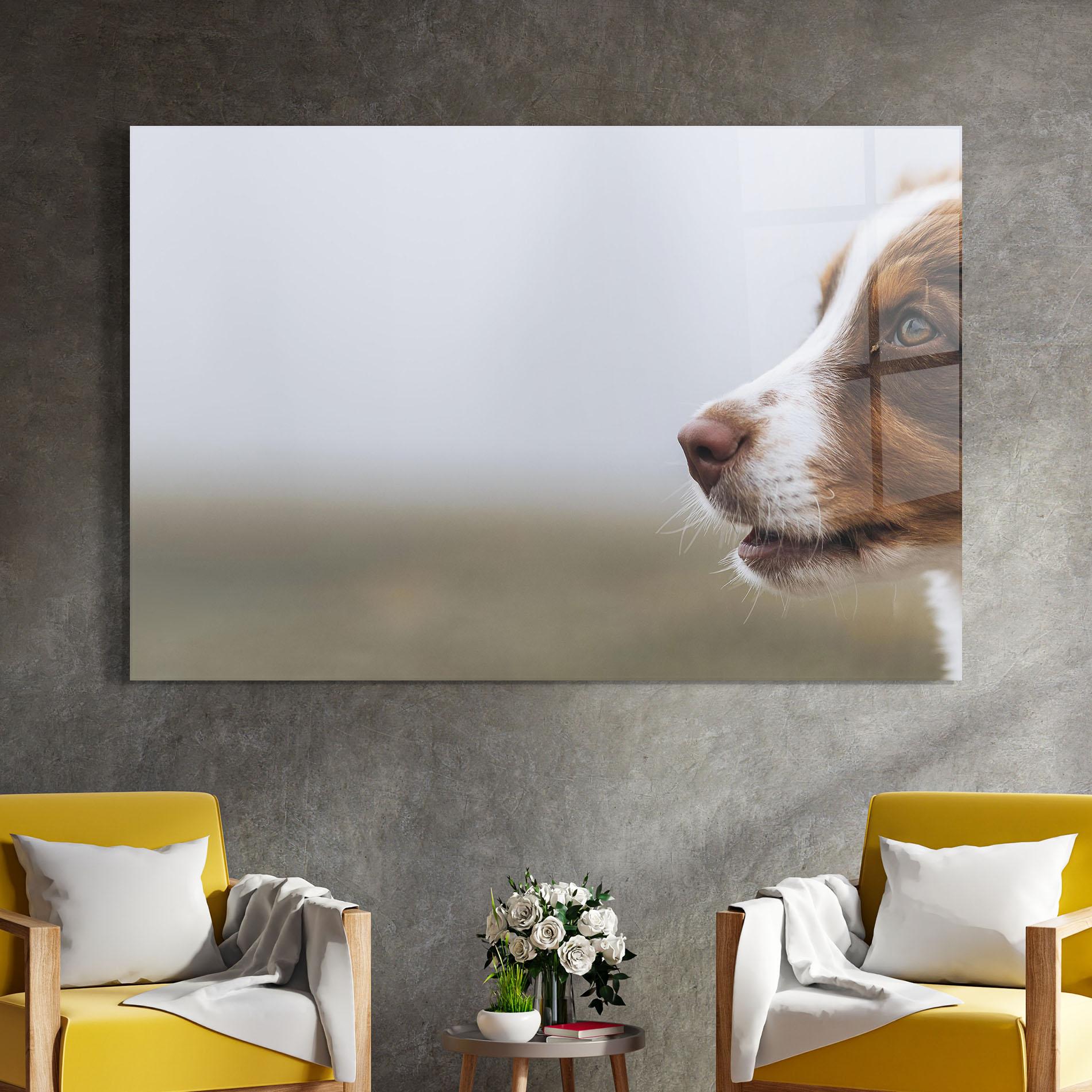 Tablou Sticla Brown White Dog mockup 4