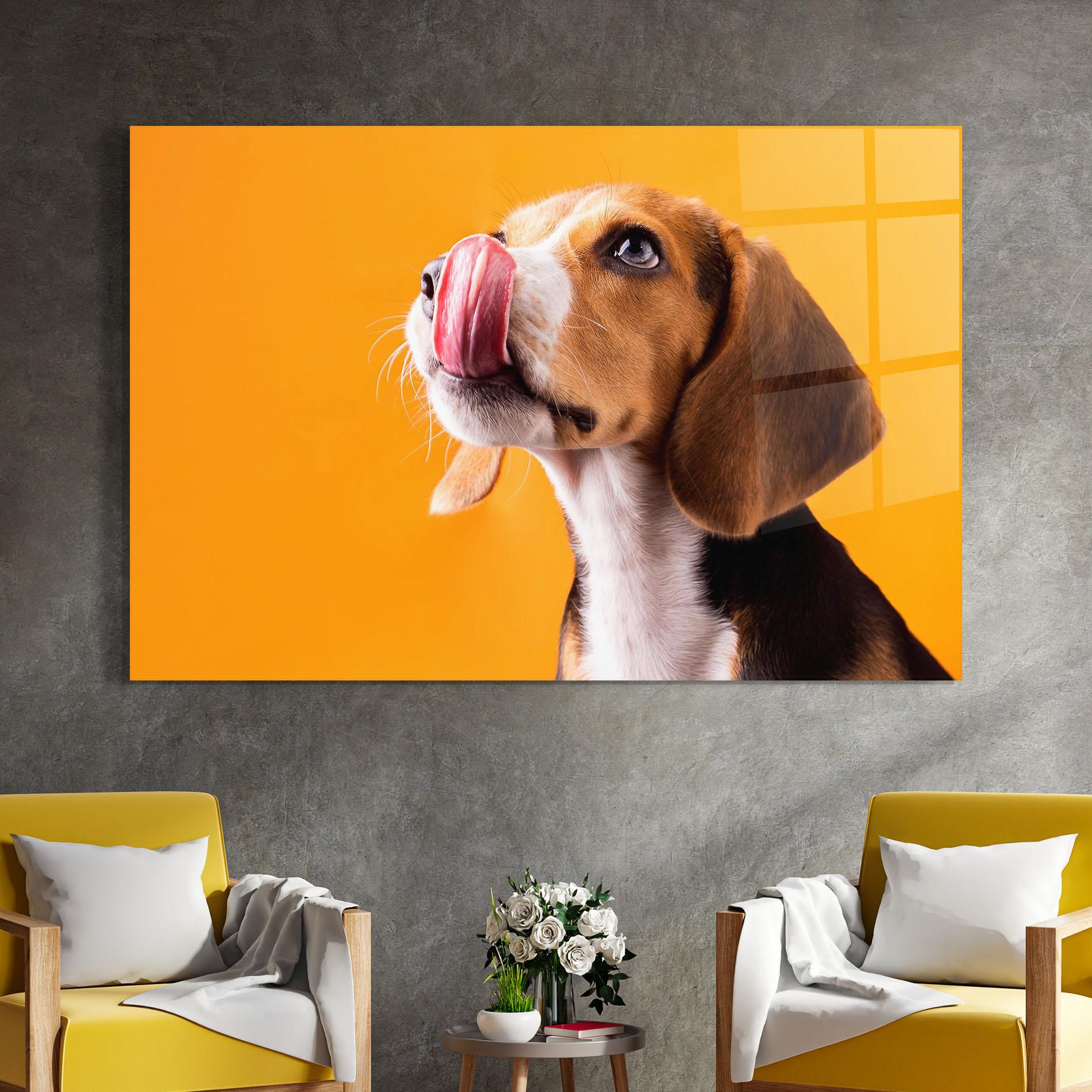 Tablou Sticla Cute Beagle Puppy mockup 4