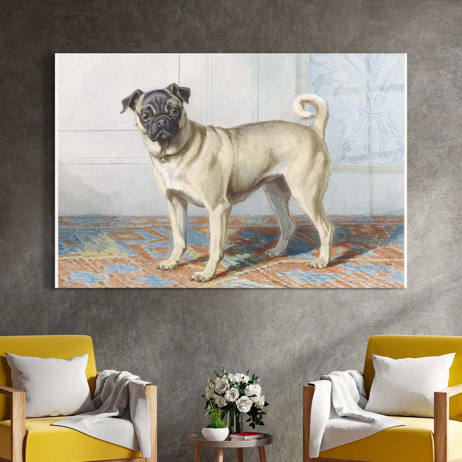 Tablou Sticla Cute Cream Dog mockup 4