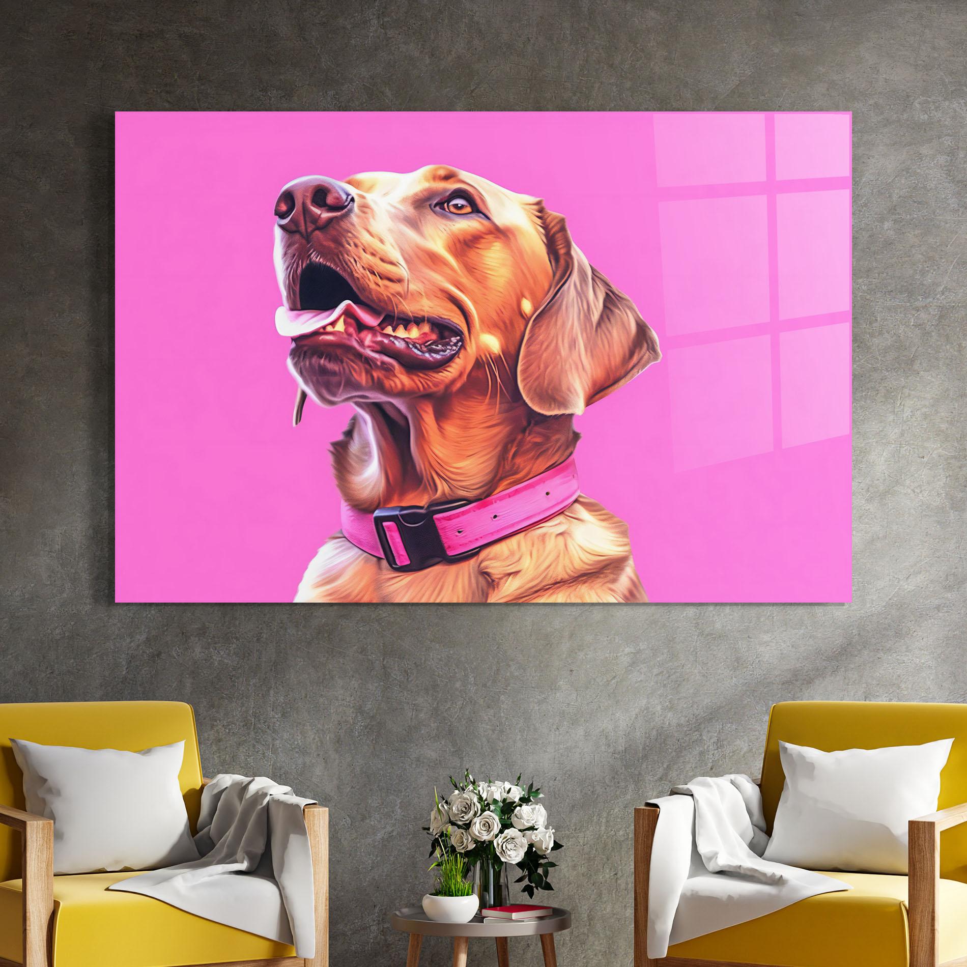 Tablou Sticla Cute Retriever Dog mockup 4