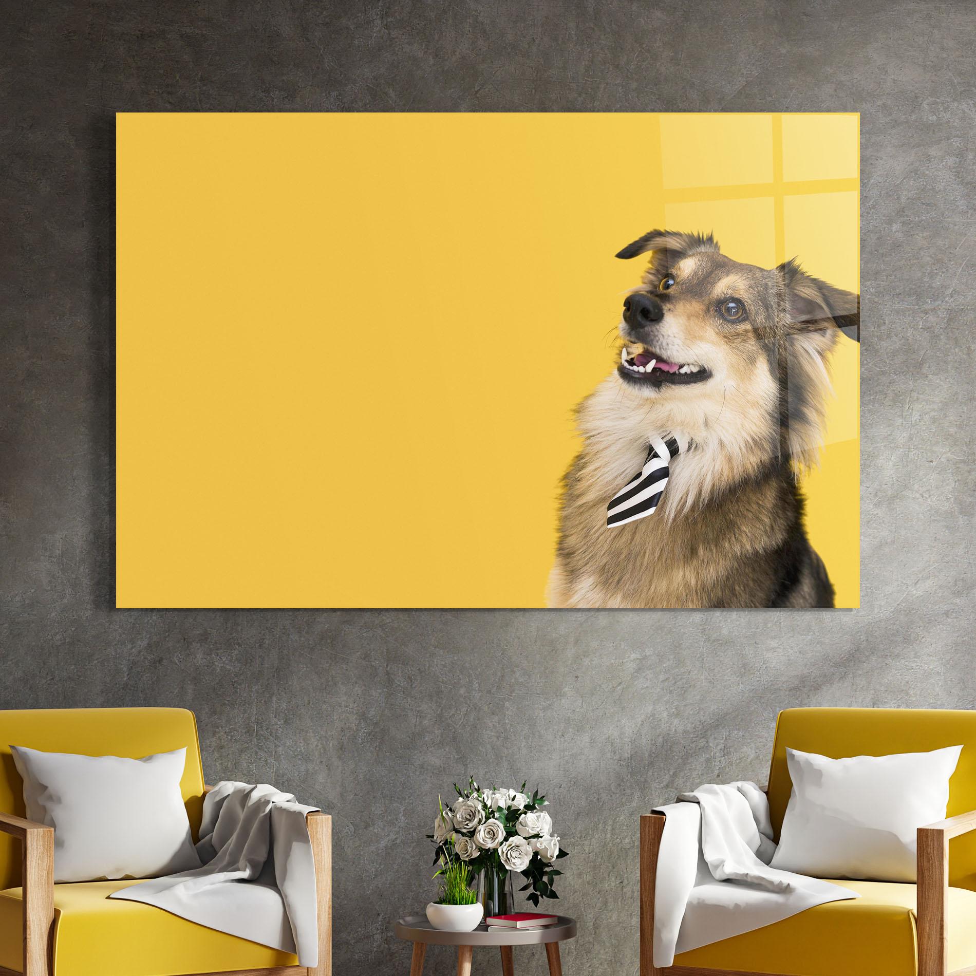 Tablou Sticla Cute Smiling Dog mockup 4