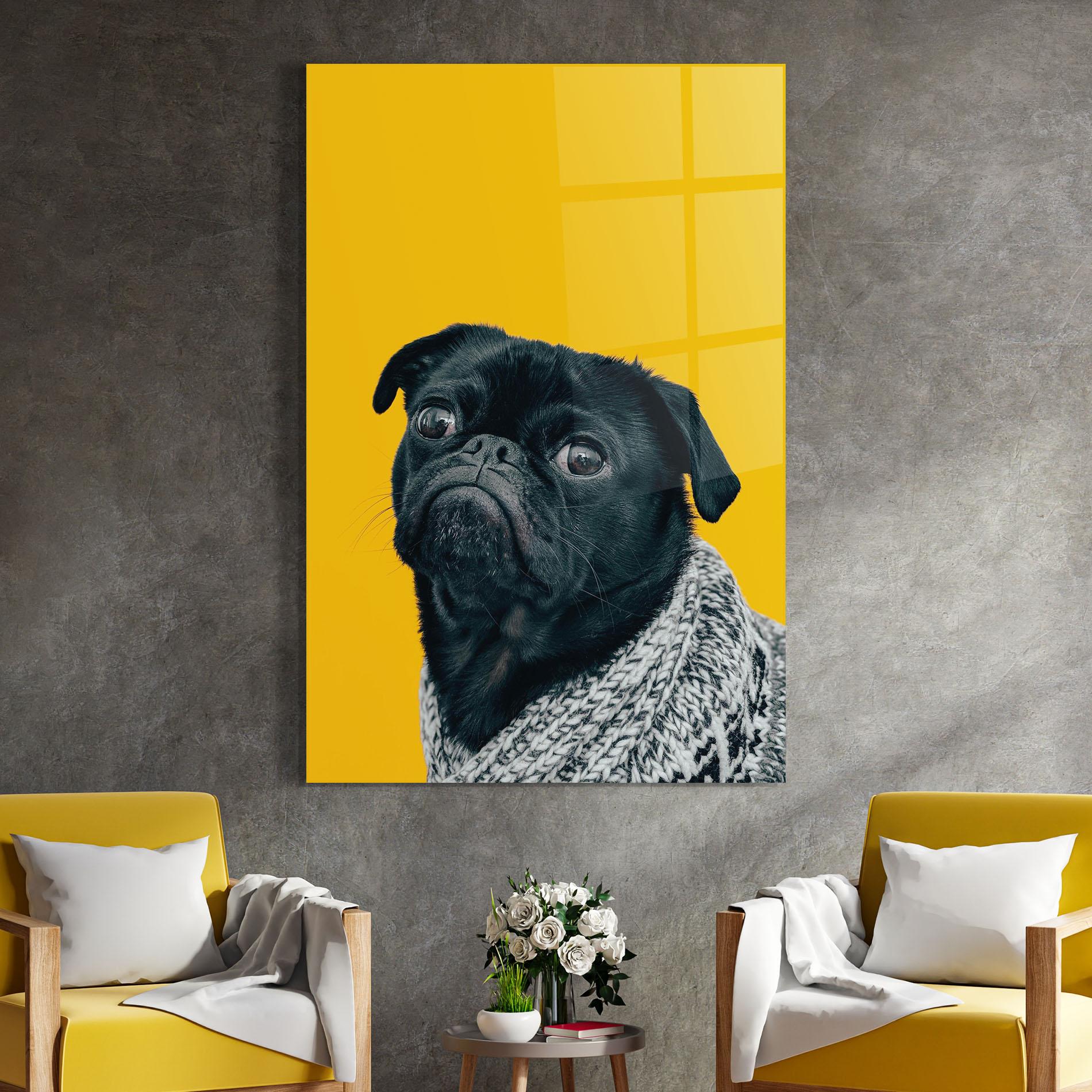 Tablou Sticla Black Pug mockup 4