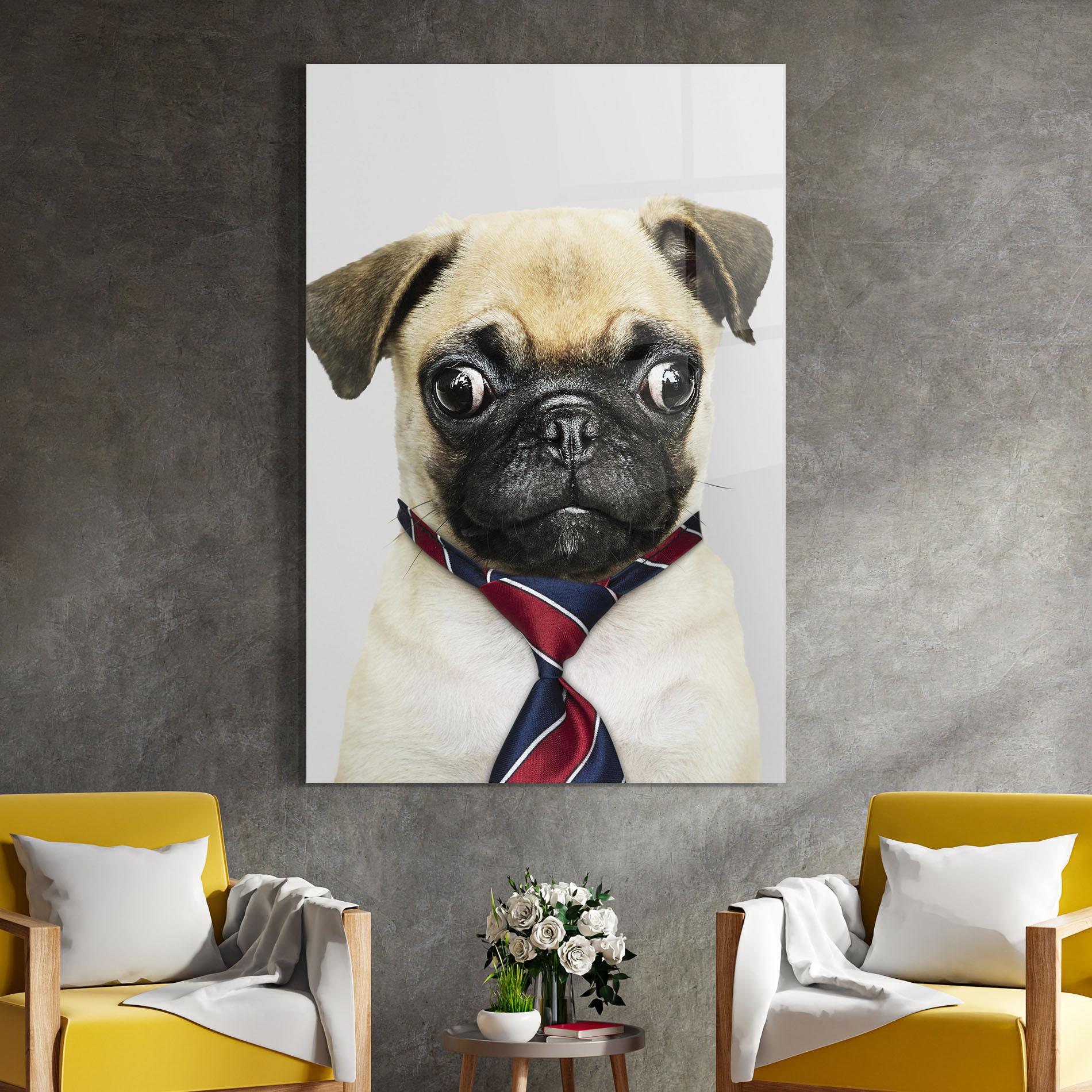 Tablou Sticla Business Pug mockup 4