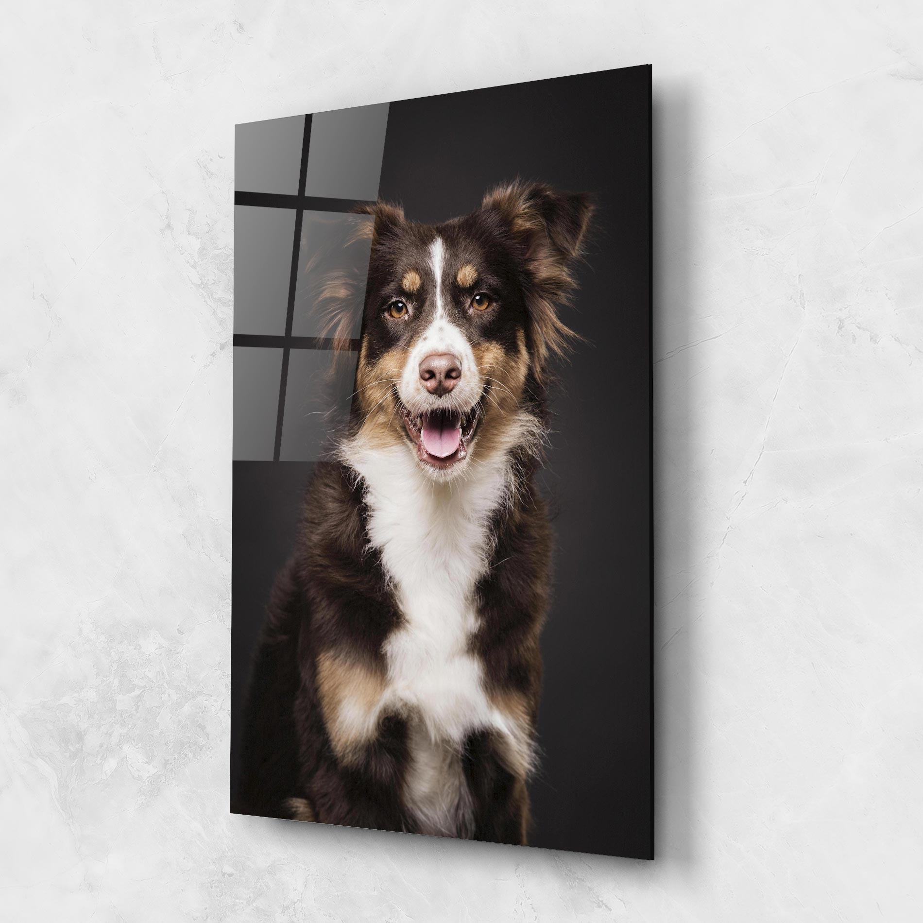 Tablou Sticla Cute Dog Sitting mockup 1
