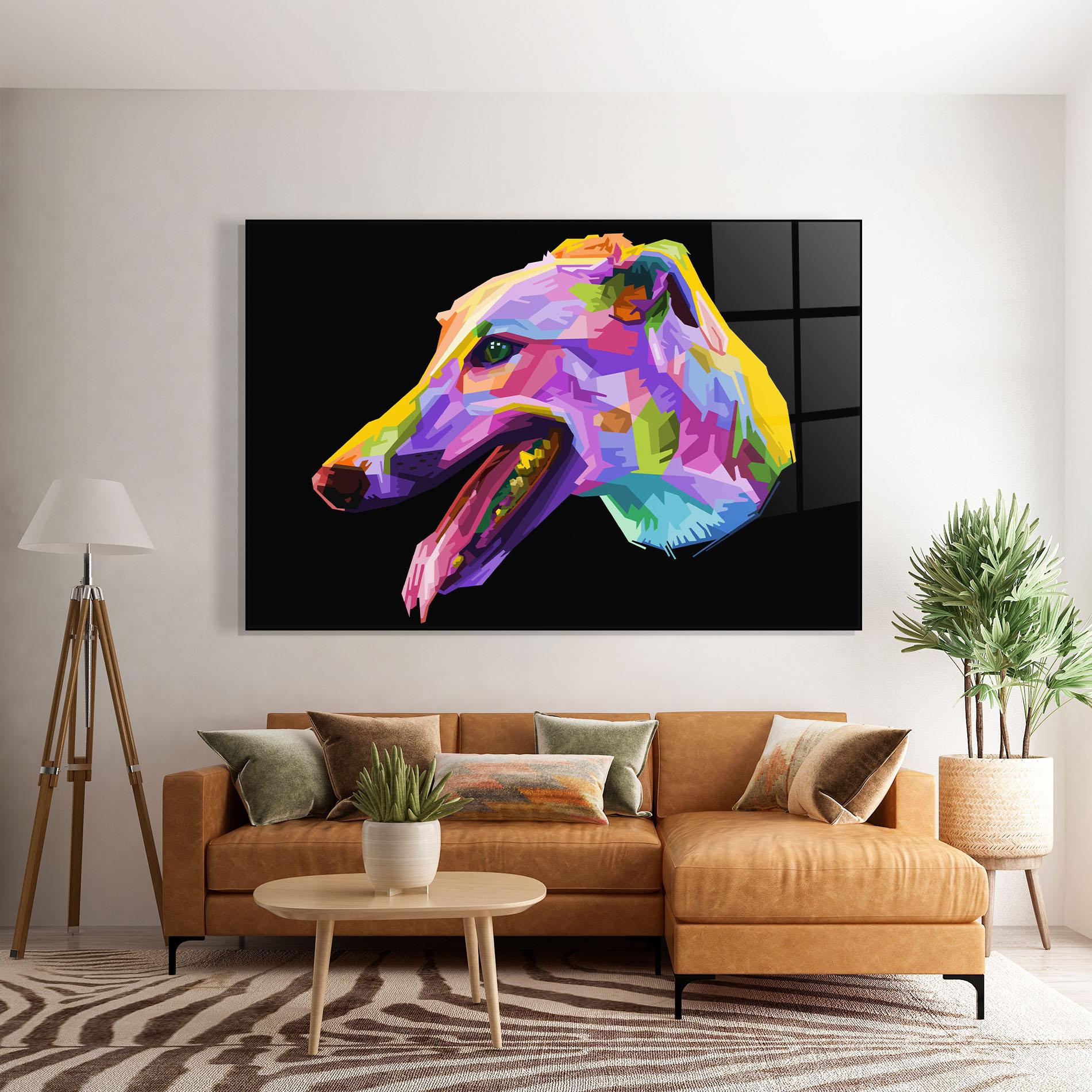 Tablou Sticla Colorful Dog Art mockup 7