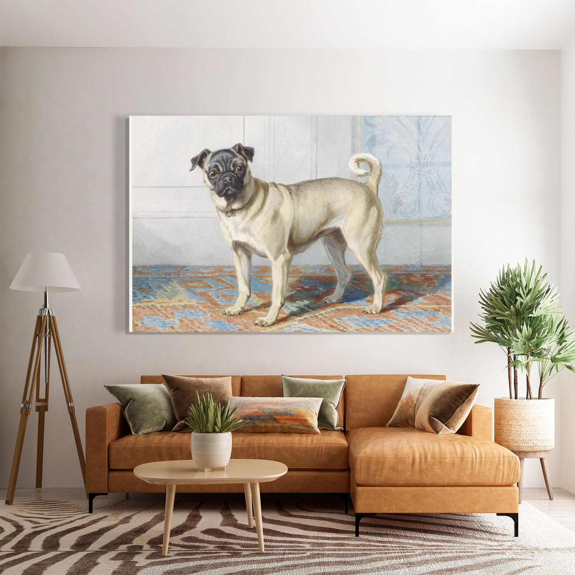 Tablou Sticla Cute Cream Dog mockup 7