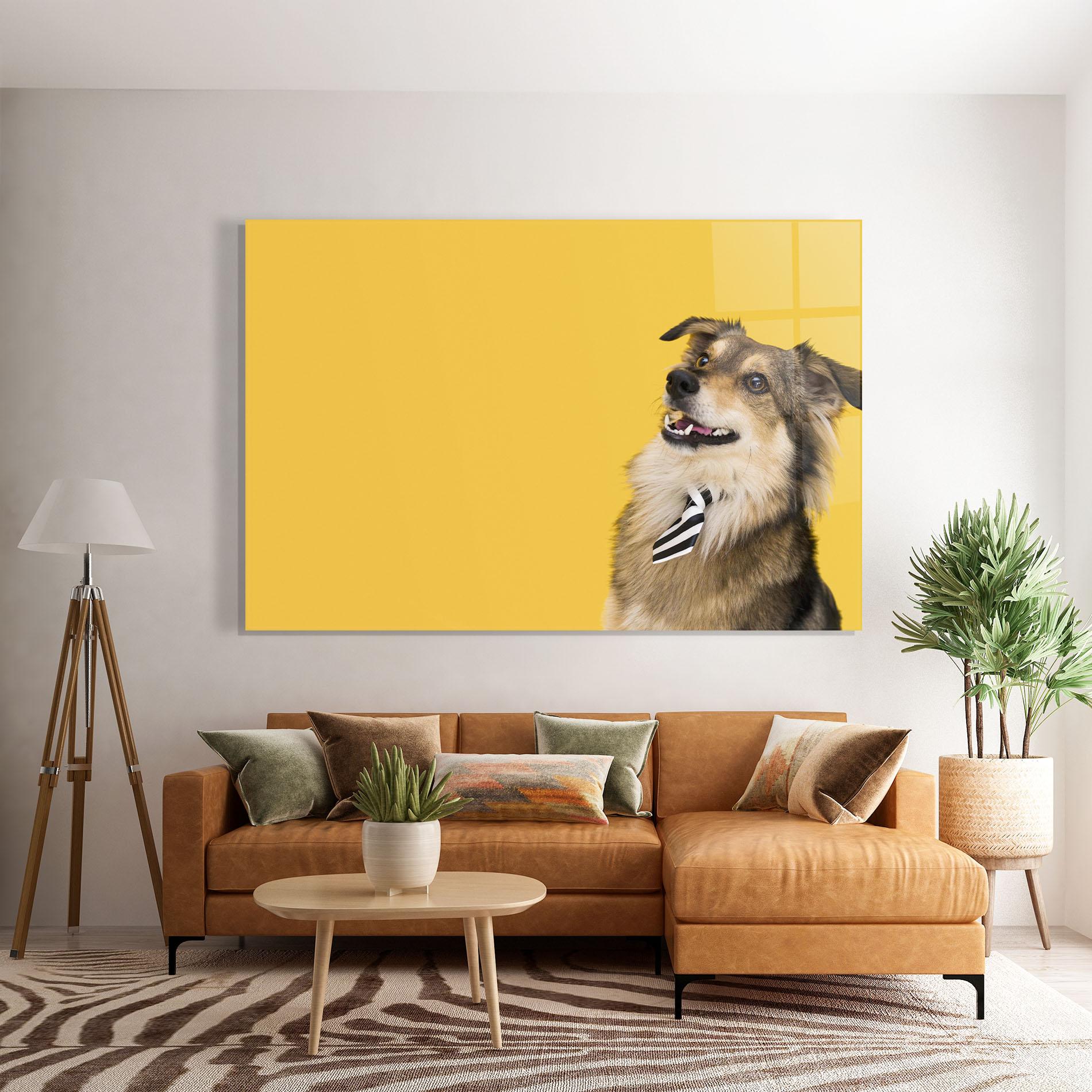 Tablou Sticla Cute Smiling Dog mockup 7