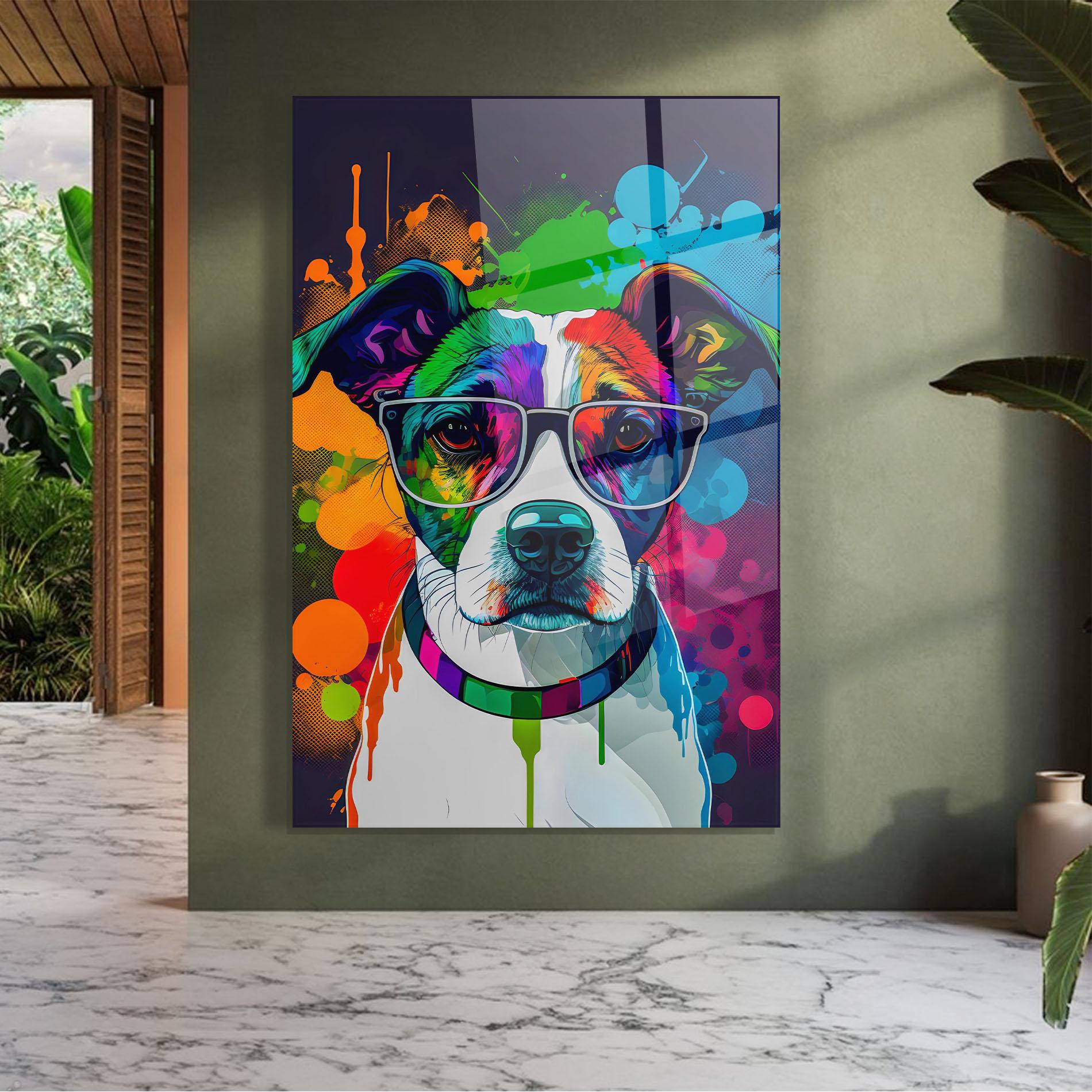 Tablou Sticla Colorful Dog mockup 7
