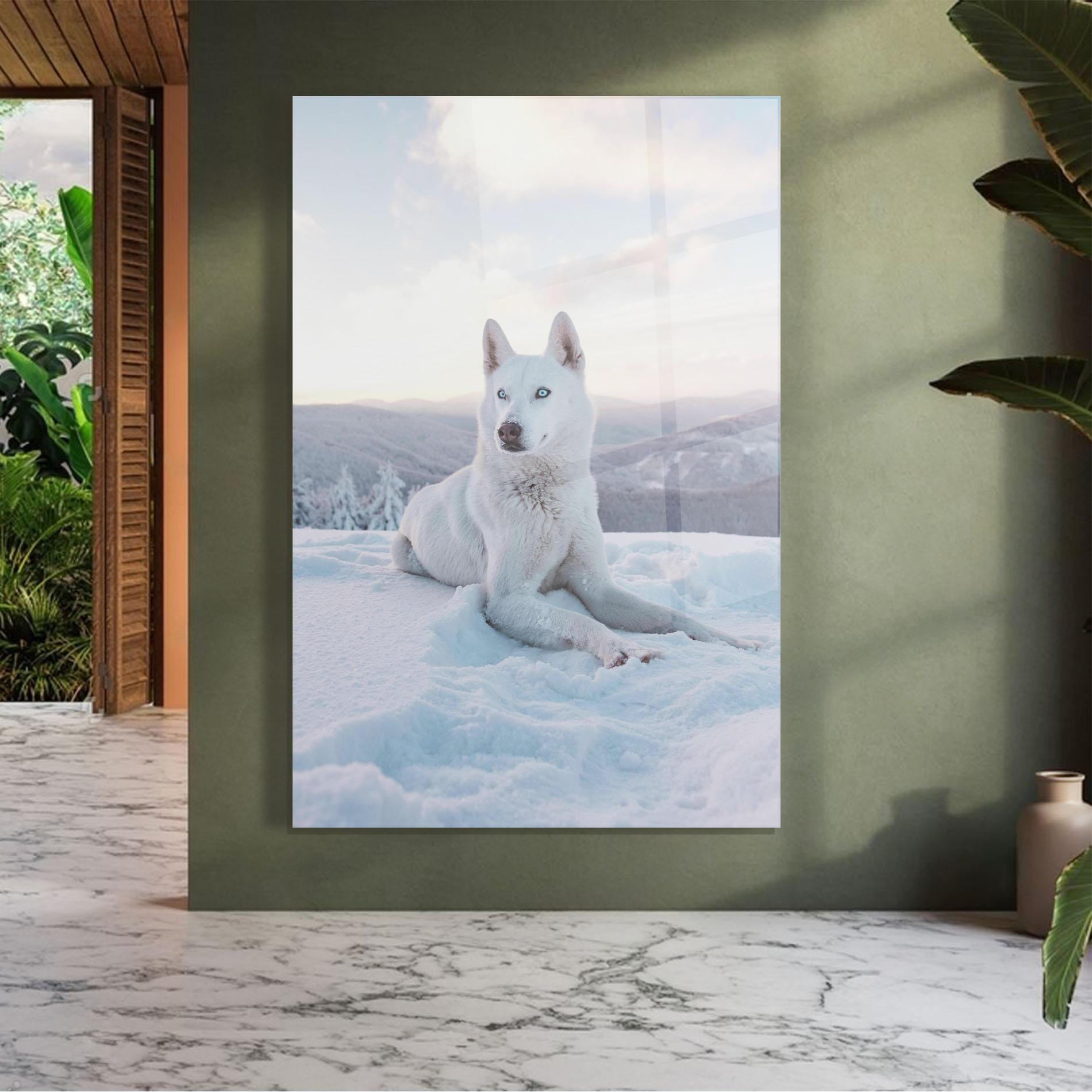 Tablou Sticla White Husky mockup 7